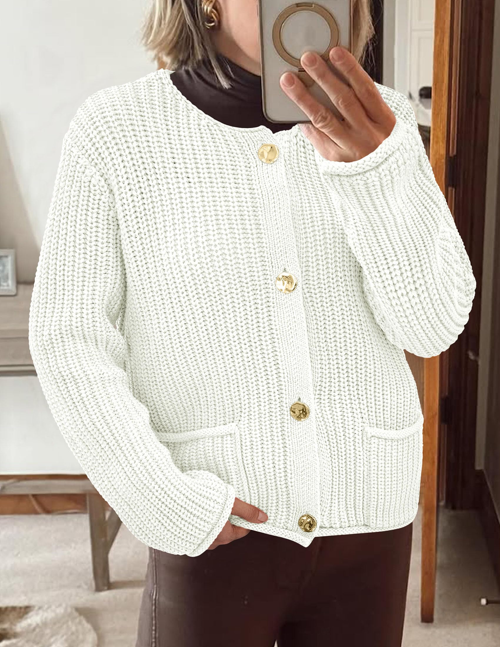 Women Oversized Cardigan Sweaters 2026 Fall Outfits,White