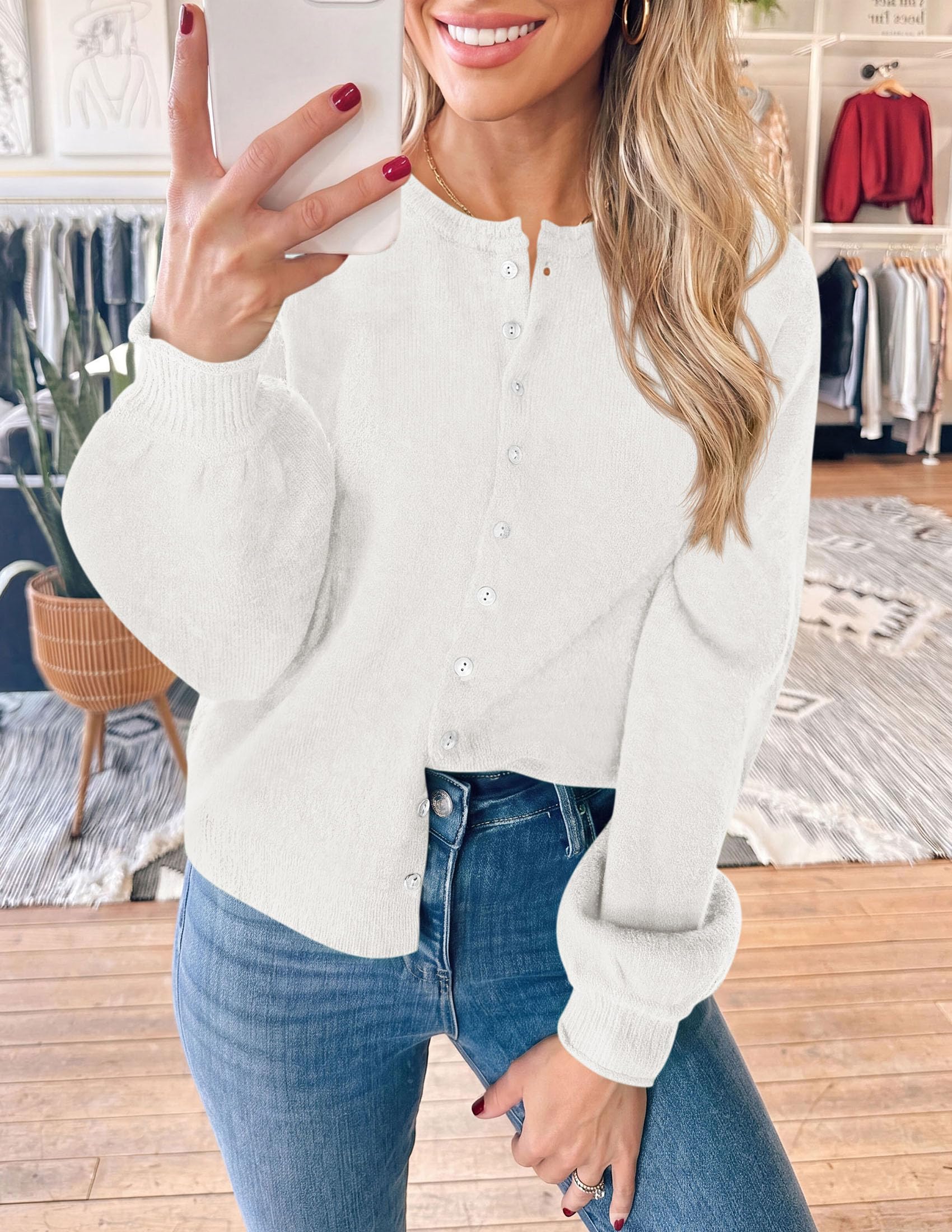 Women's Knit Button Up Cardigan Fall Lightweight Cozy Sweaters