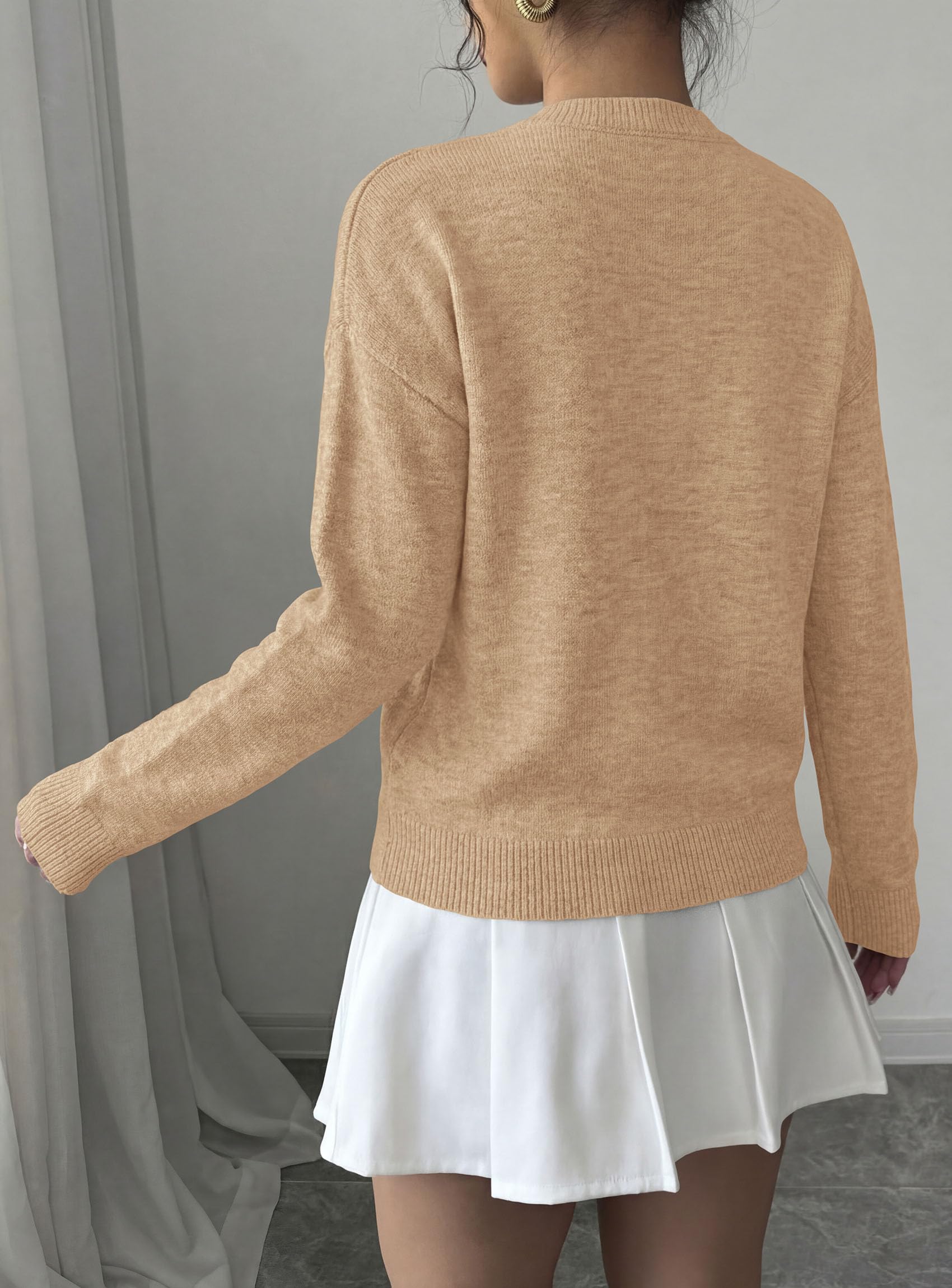 Sweaters for Women Fall Fashion Embroidered Floral Knit Tops