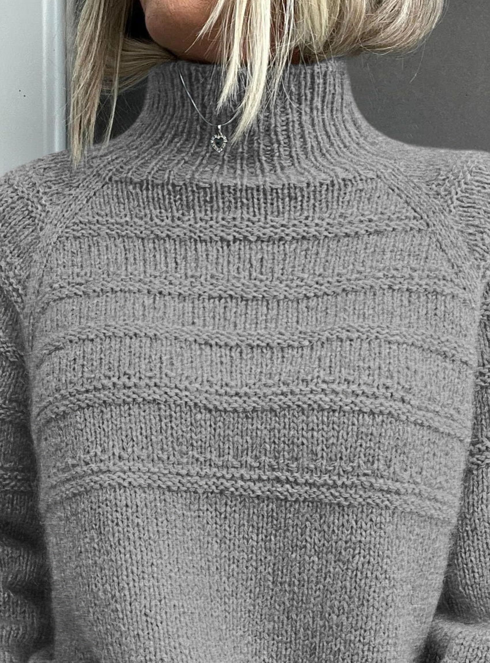Women's Chunky Knit Mock Neck Pullover Sweaters,Grey,S