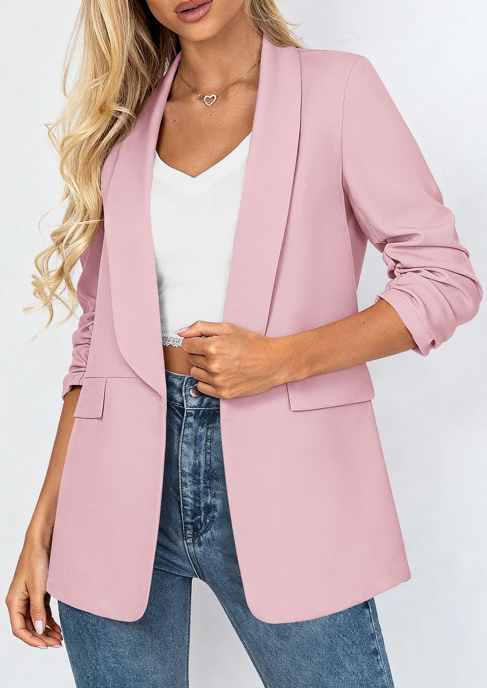 Women's Summer Blazers Business Casual Outfits Pink,XS