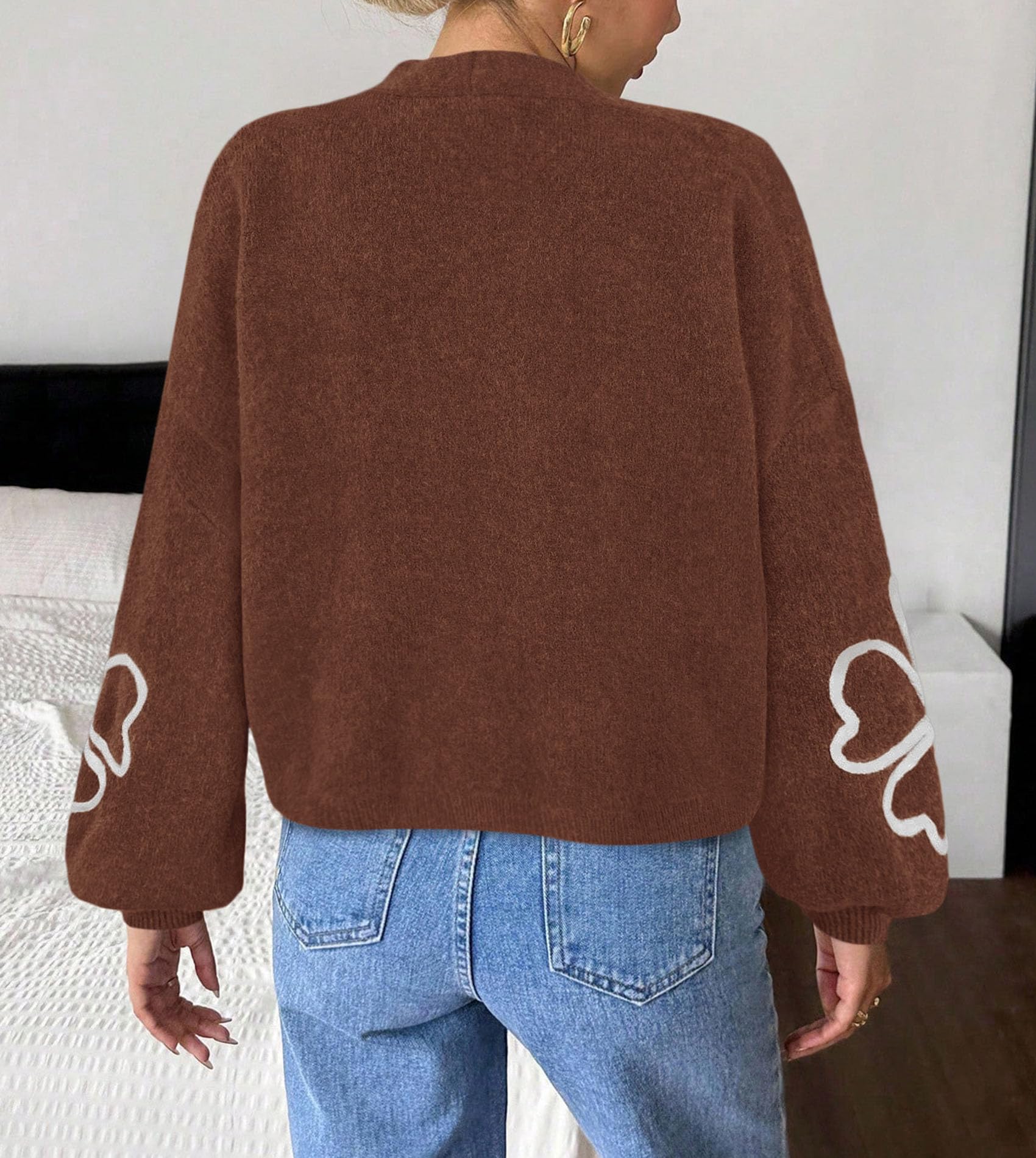 Women's Floral Oversized Cardigan Sweaters Trendy Fall Outfits