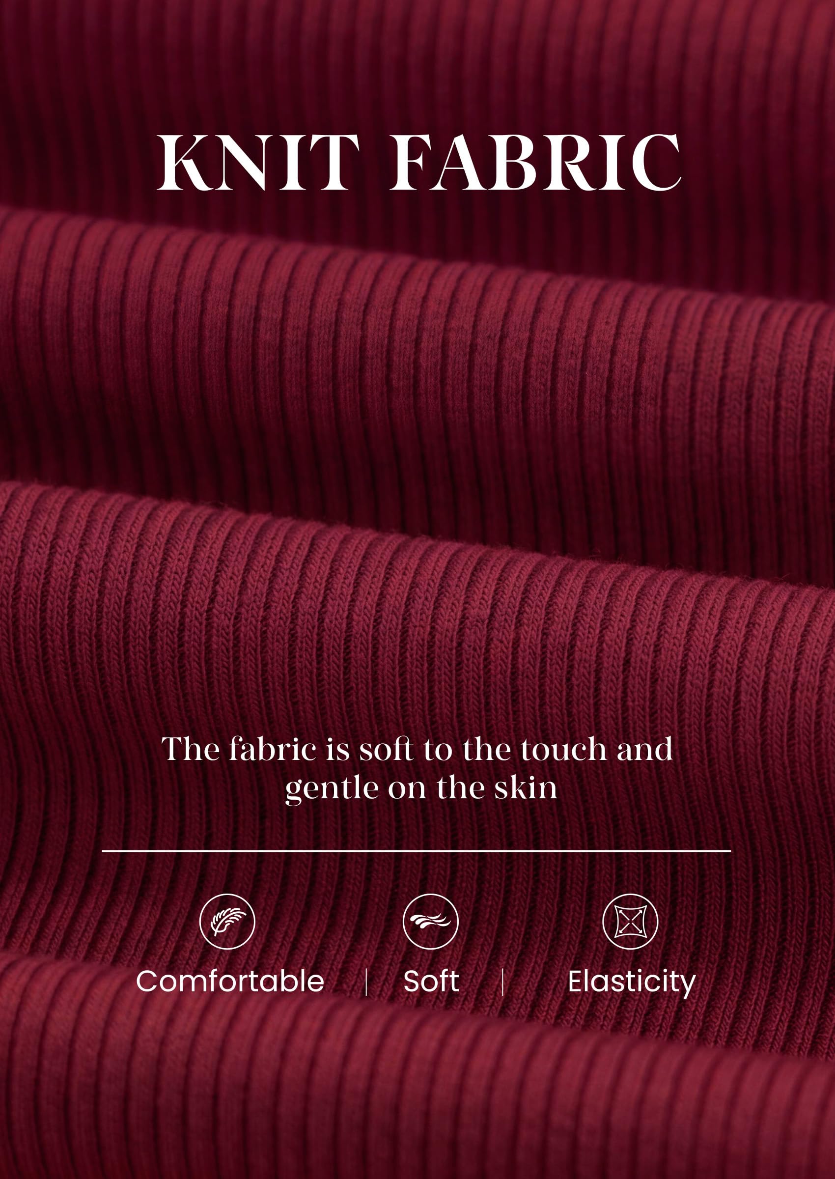 Womens Long Sleeve Ribbed V Neck Knit Shirts(Wine Red,XL)
