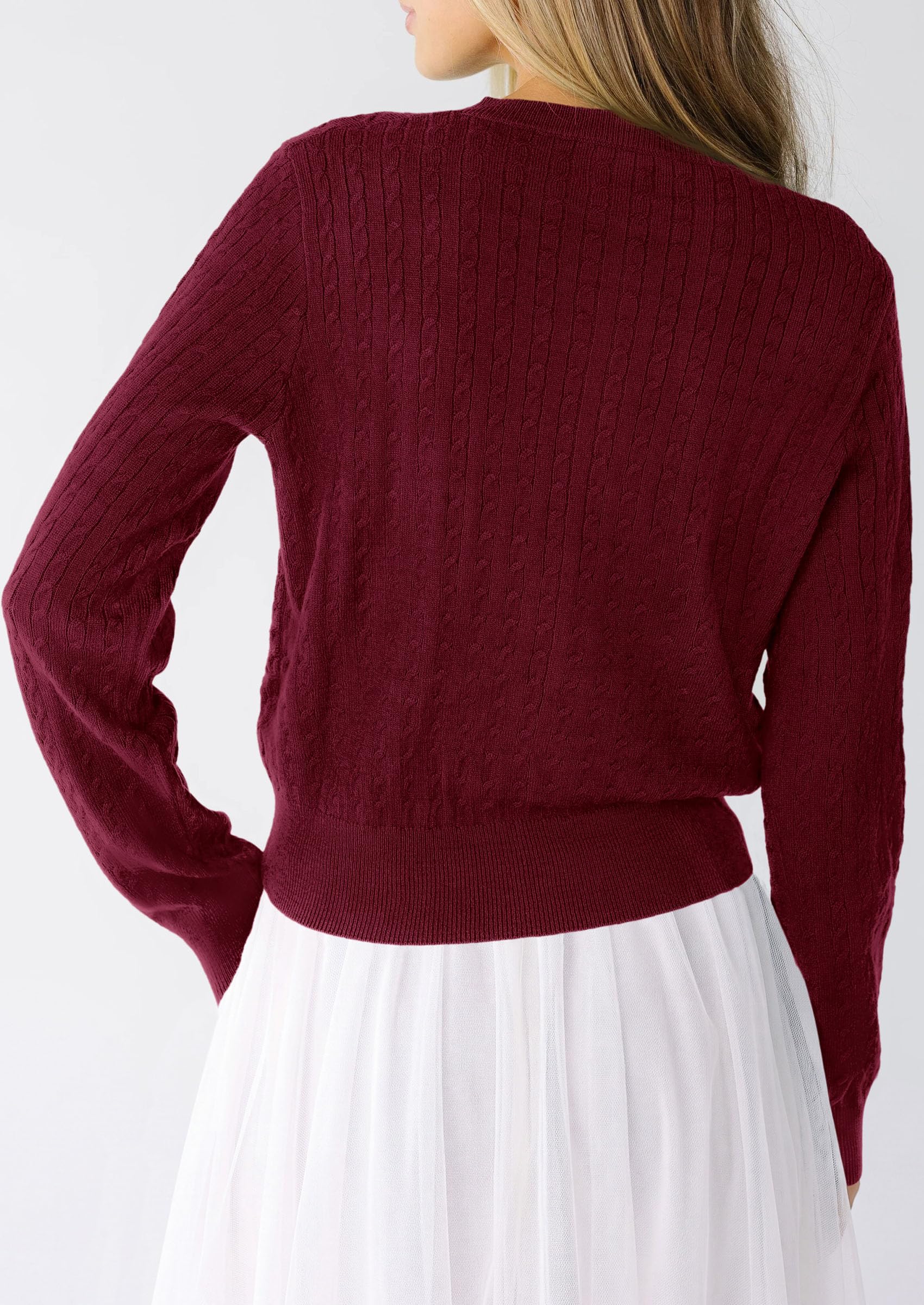 Women Fall Lightweight Cardigans Button Up Cable Knit Sweaters