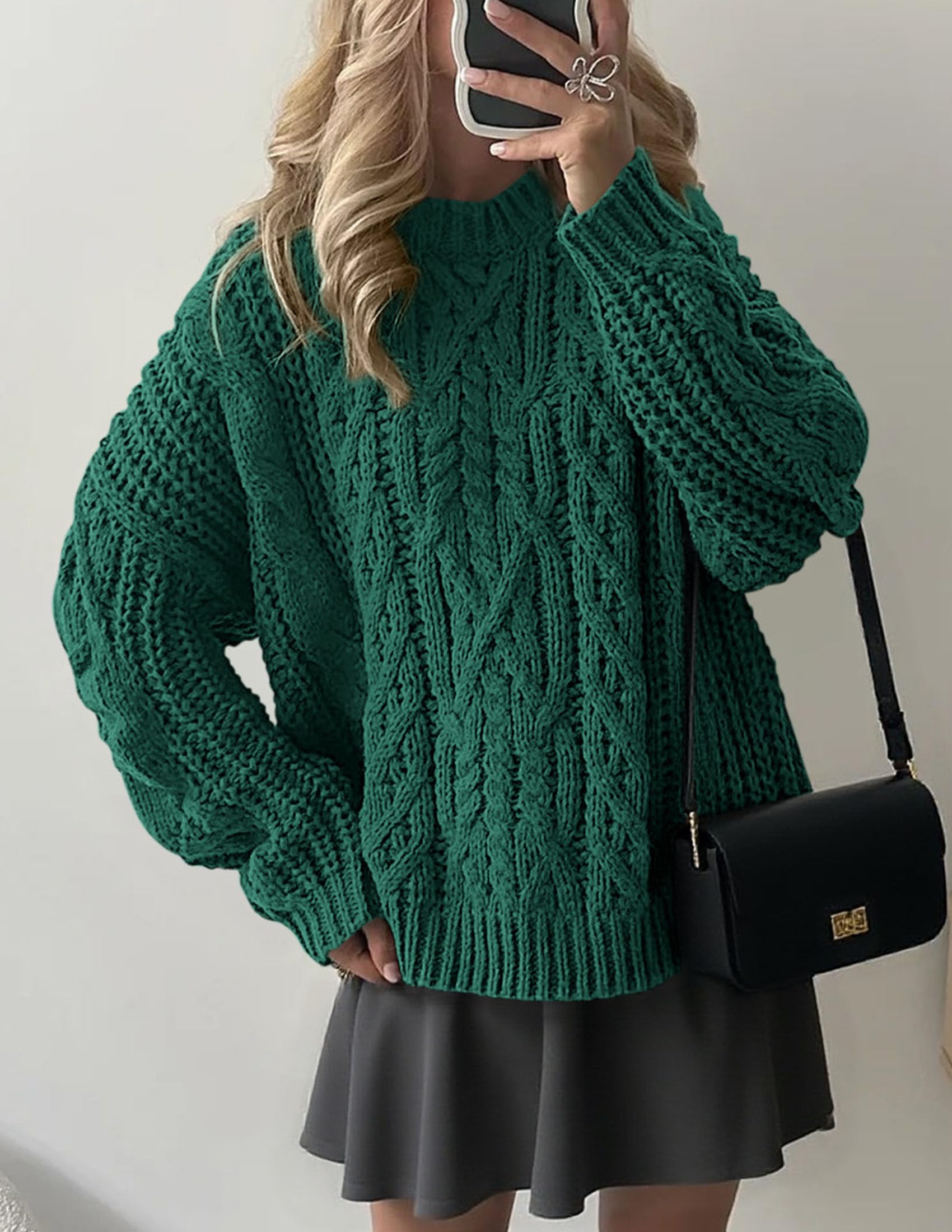 Womens Oversized Fall Sweaters Chunky Cable Knit Pullover Tops