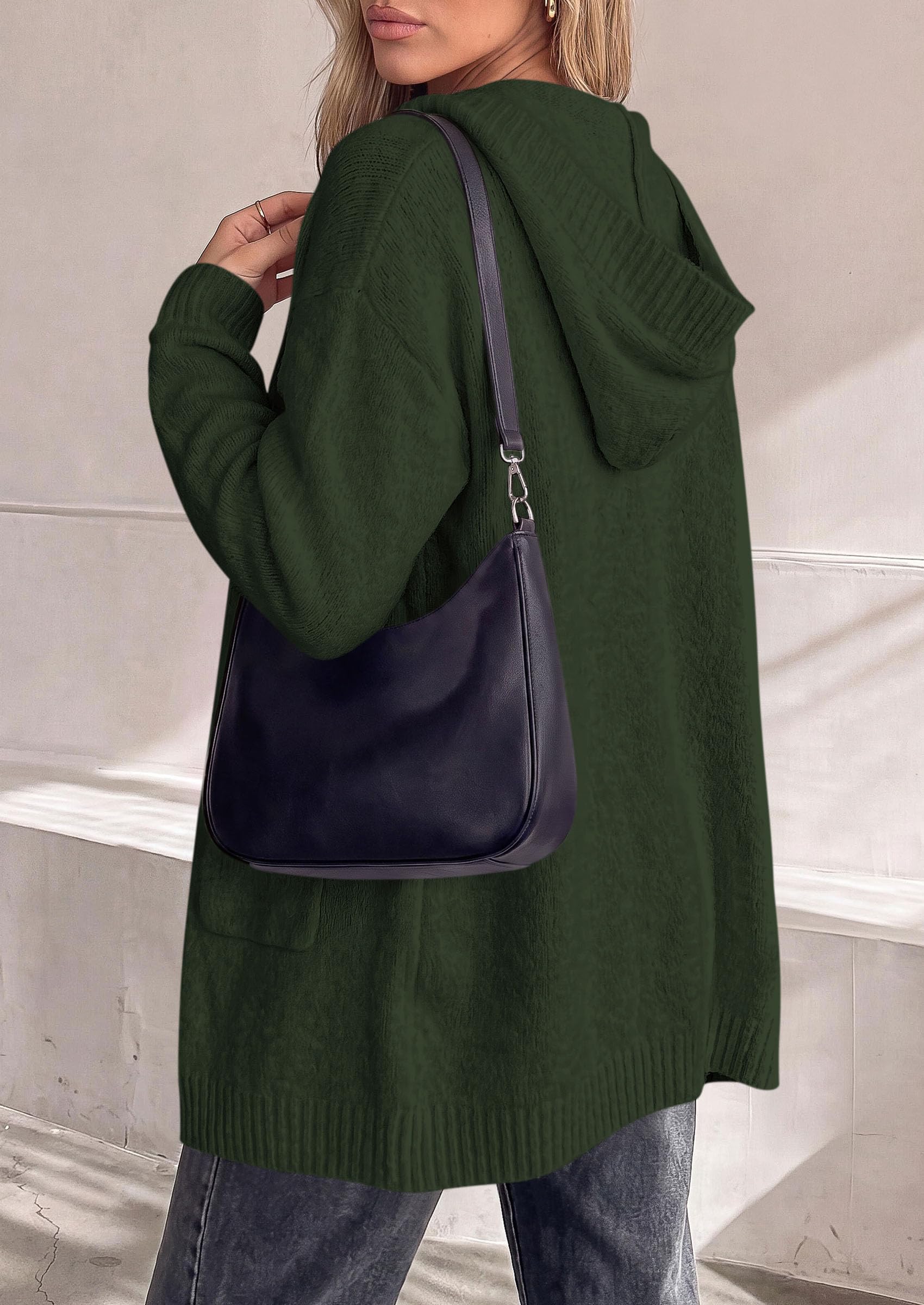 Women's Long Cardigans Fall Hooded Button up Oversized Sweater