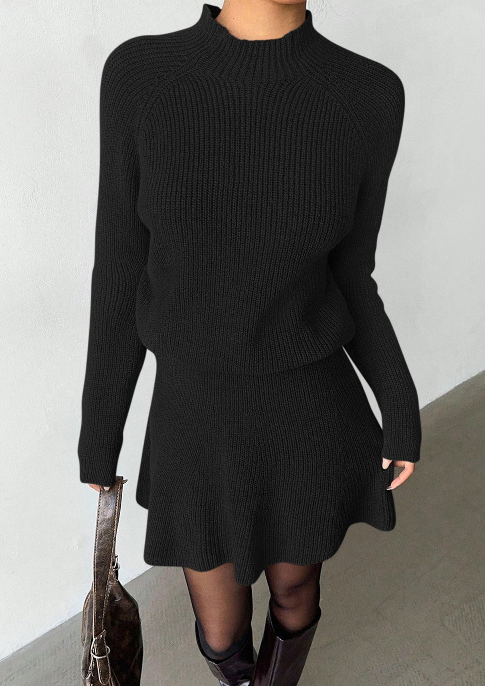 Women's Fall 2 Piece Outfits Matching Sweater Skirt Sets
