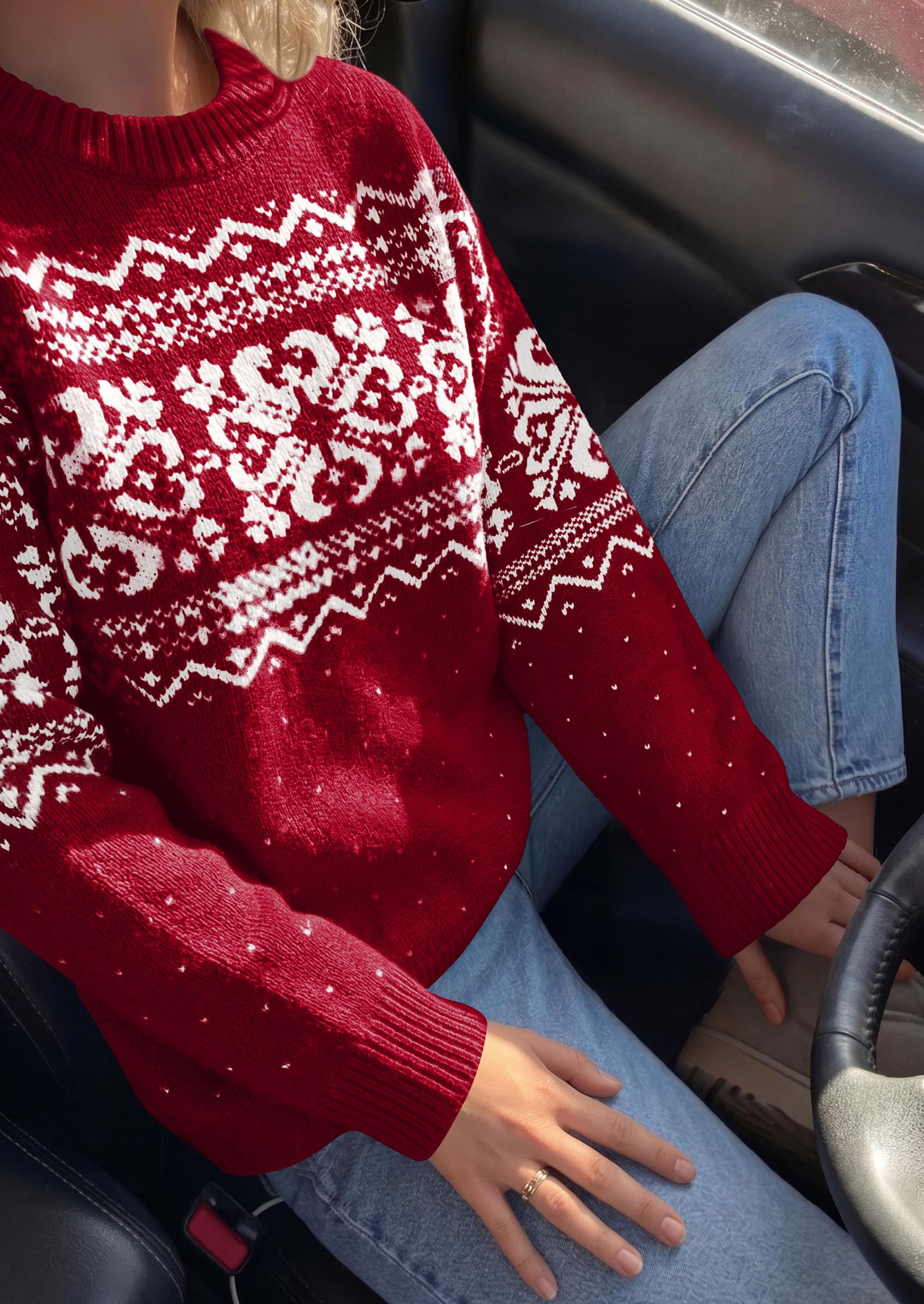Sweaters for Women Fair Isle Oversized Pullover Fall Outfits