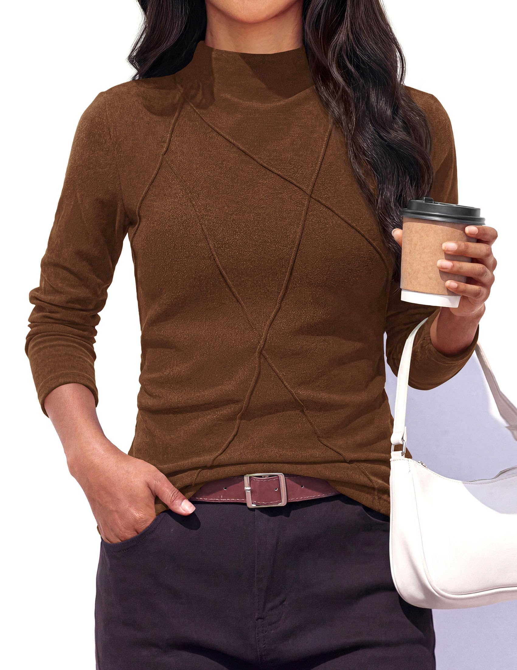 Women's Mock Neck Long Sleeve Shirts Underscrub Fall Tops