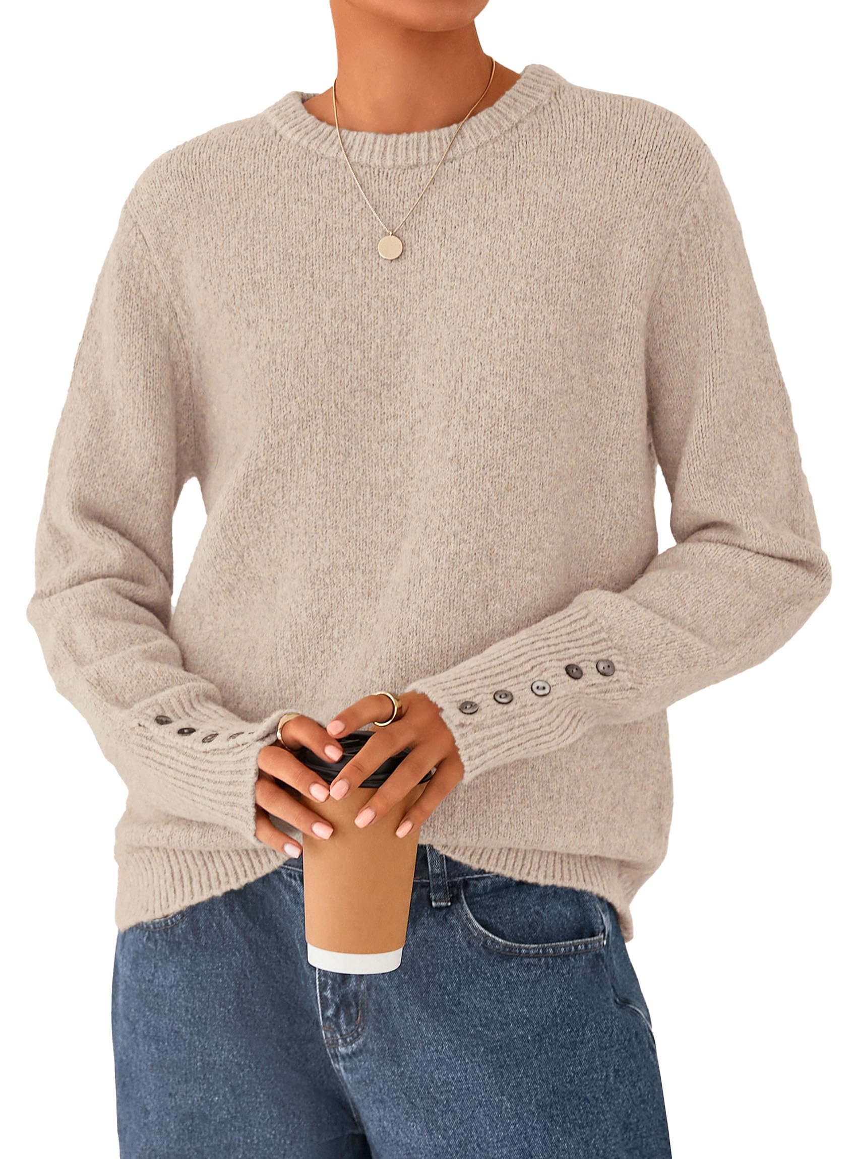 Fall Sweaters for Women Cozy Casual Pullover Ribbed Knit Tops