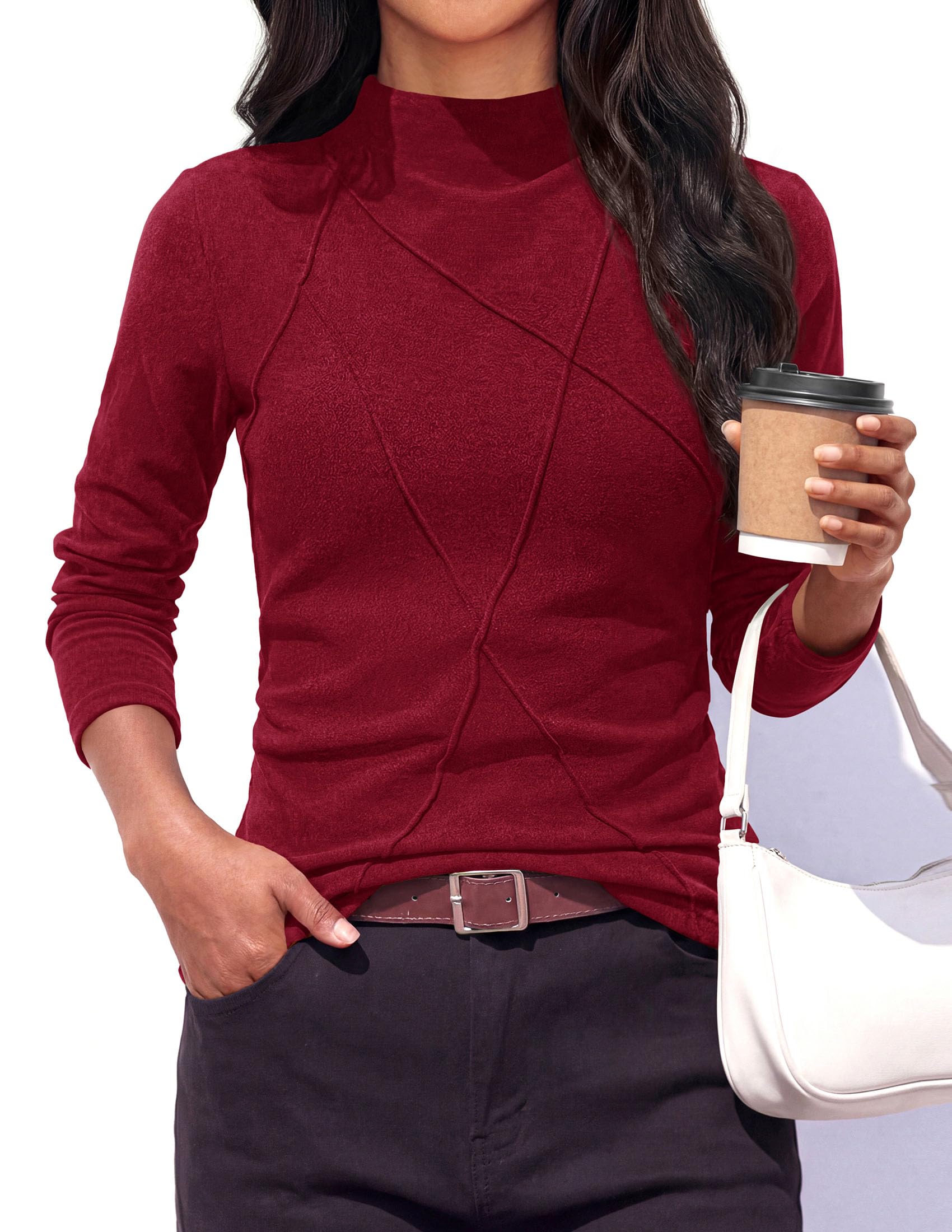 Women's Mock Neck Long Sleeve Shirts Underscrub Fall Tops