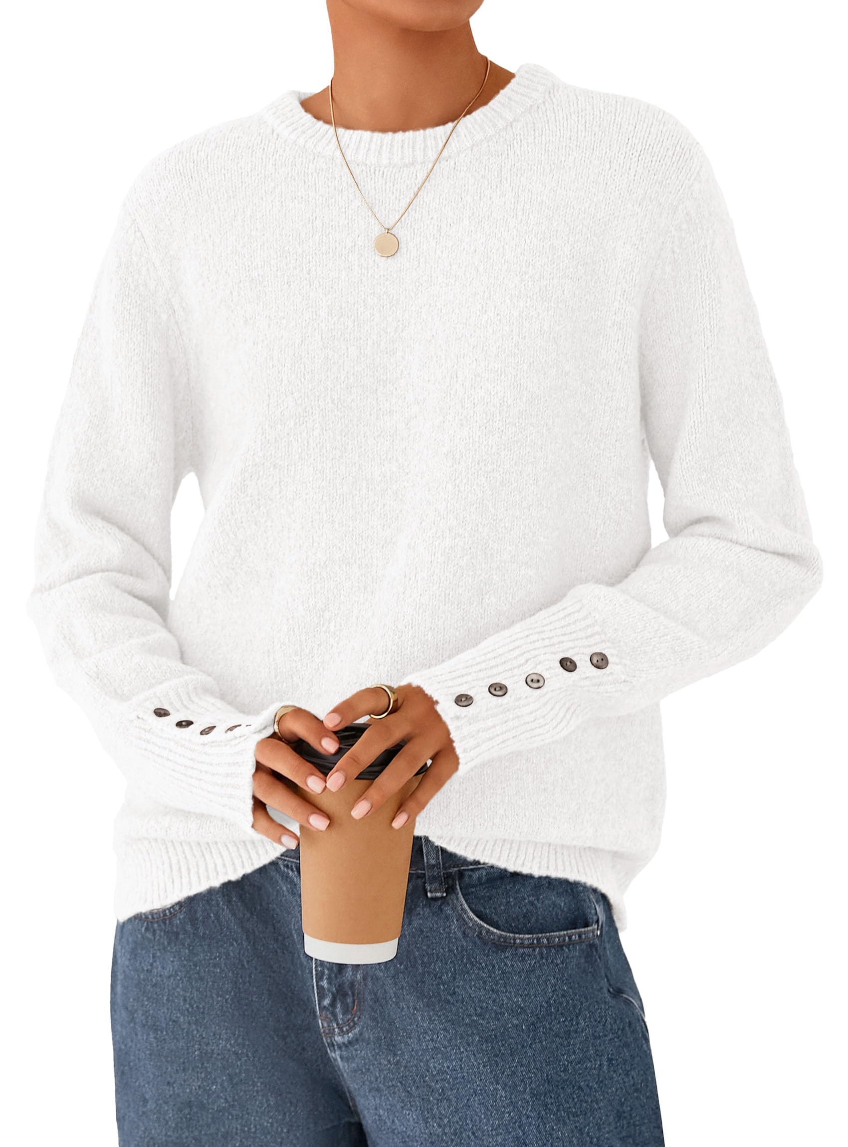 Fall Sweaters for Women Cozy Casual Pullover Ribbed Knit Tops