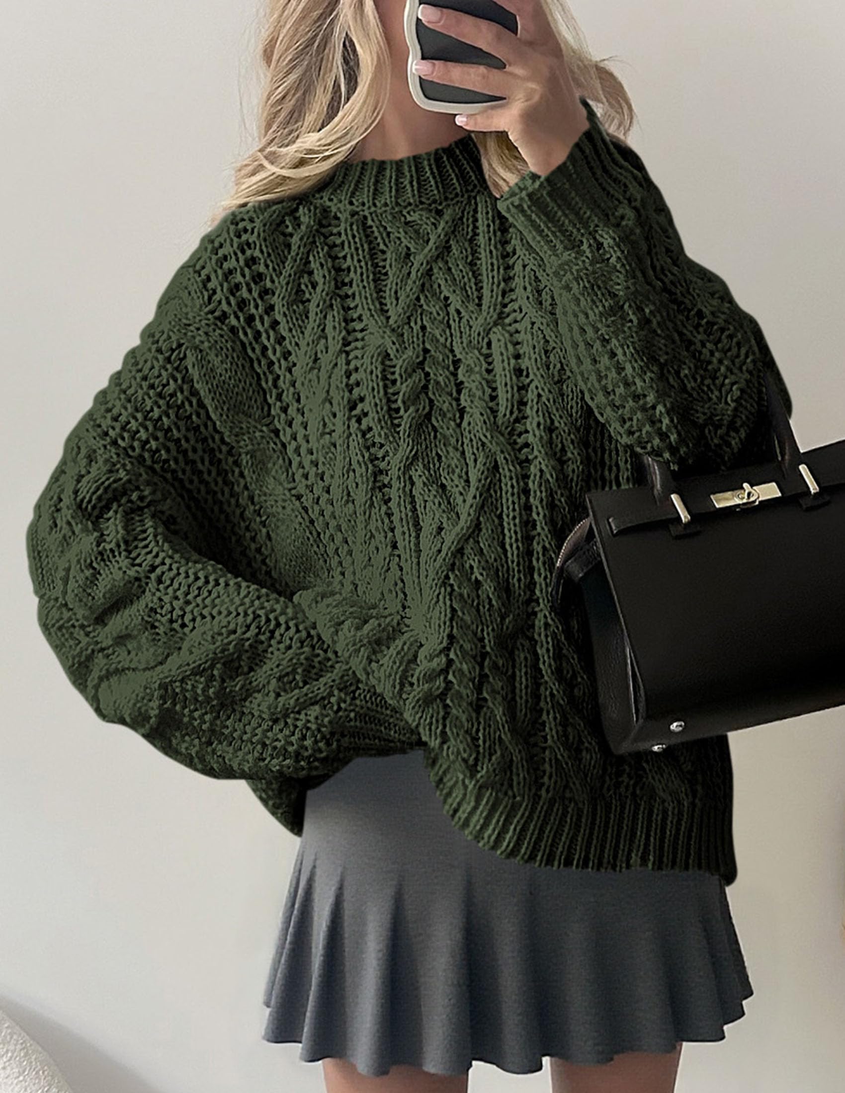 Womens Oversized Fall Sweaters Chunky Cable Knit Pullover Tops