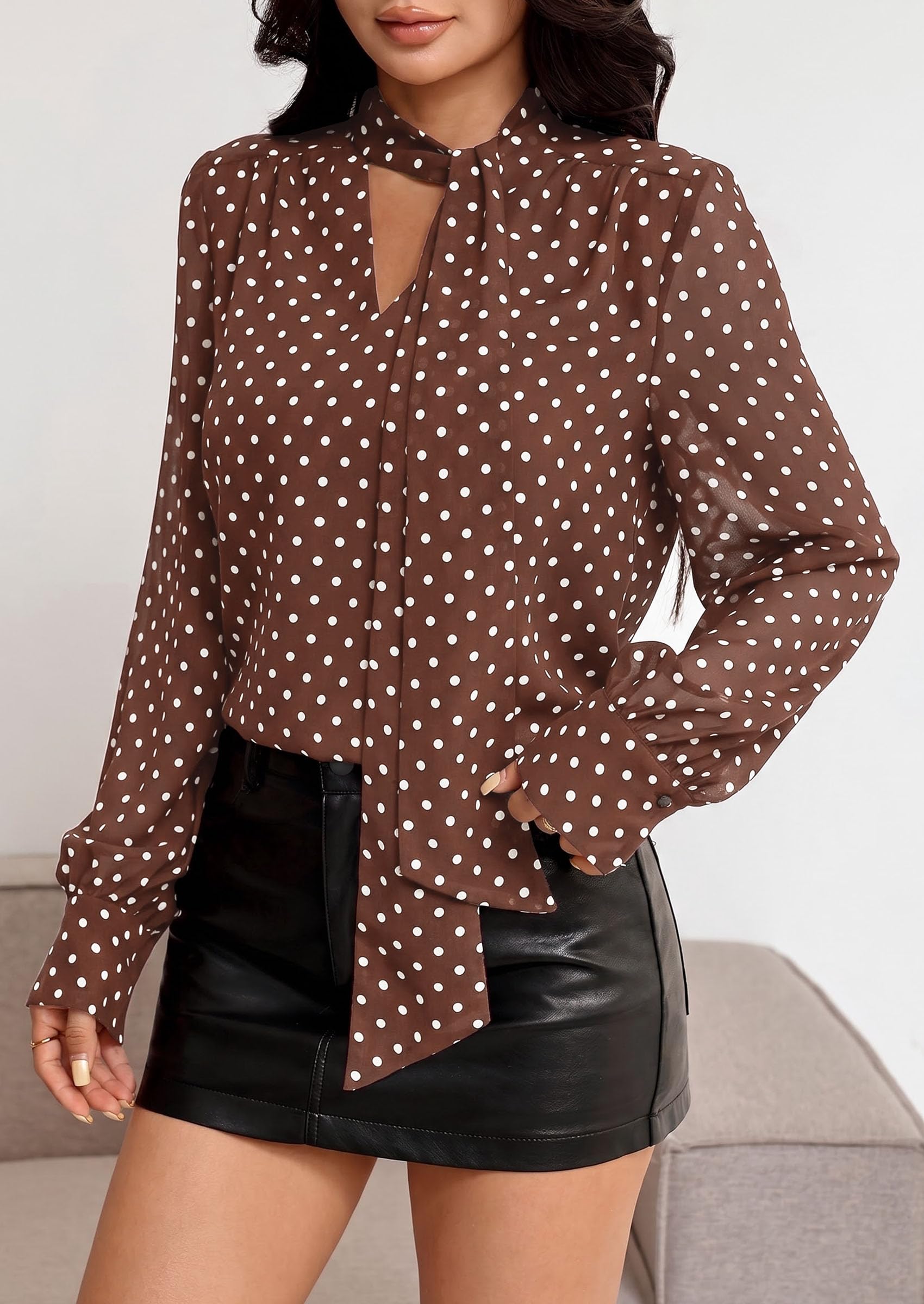 Women's Chiffon Boho Blouses Dressy Business Casual Work Tops
