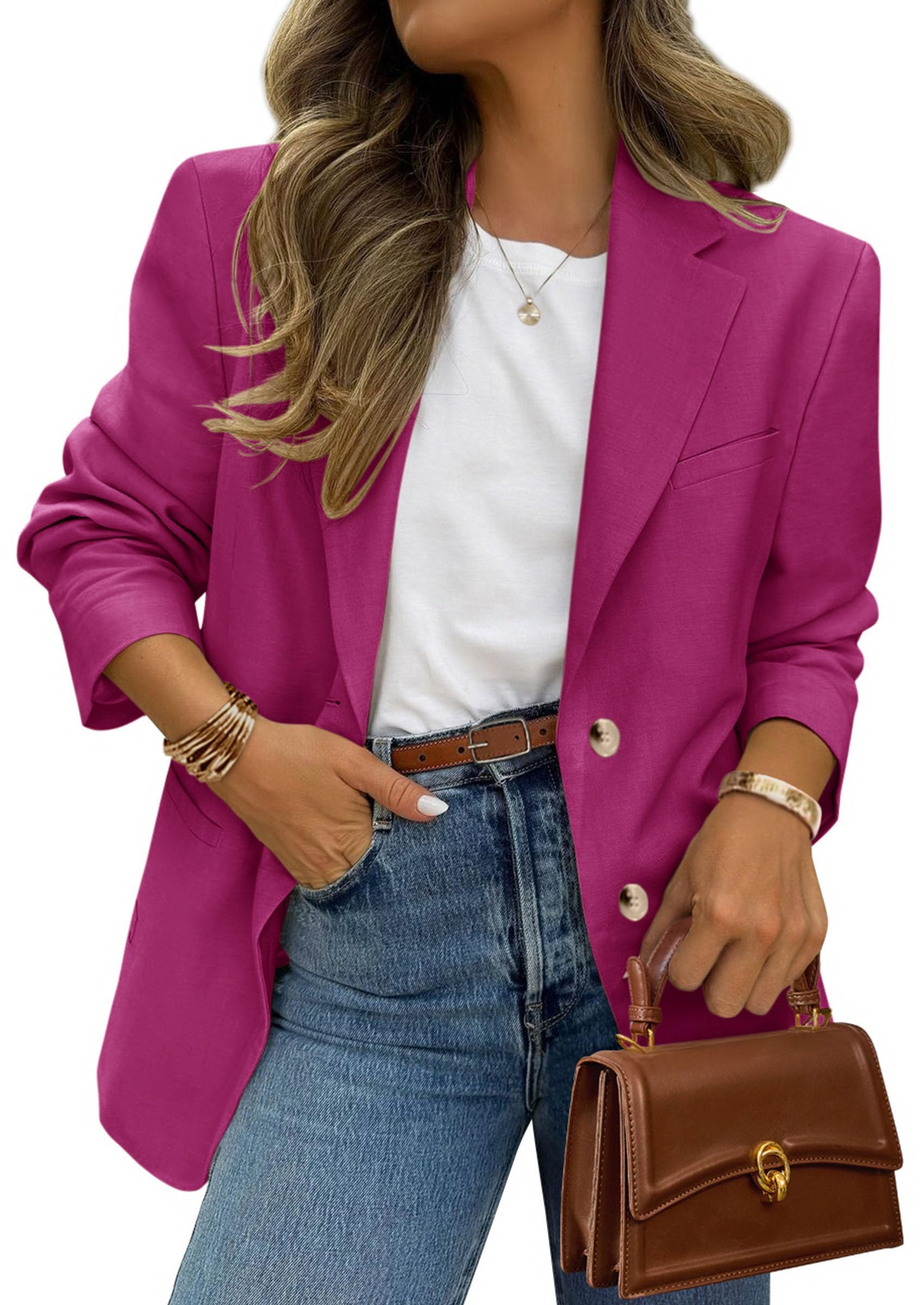2026 Blazers for Women Business Casual,Rose Pink,XS