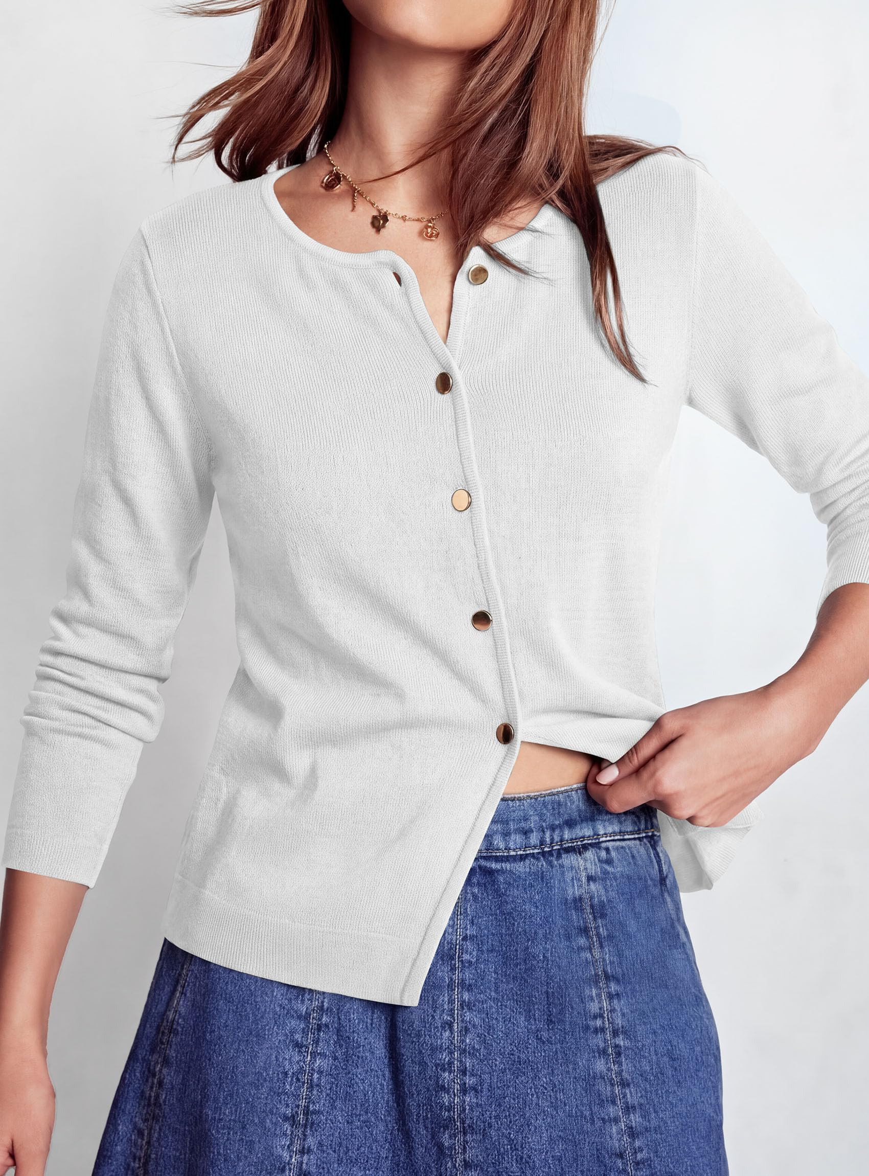Lightweight Cardigan Sweaters for Women Button Up Fall Outfits
