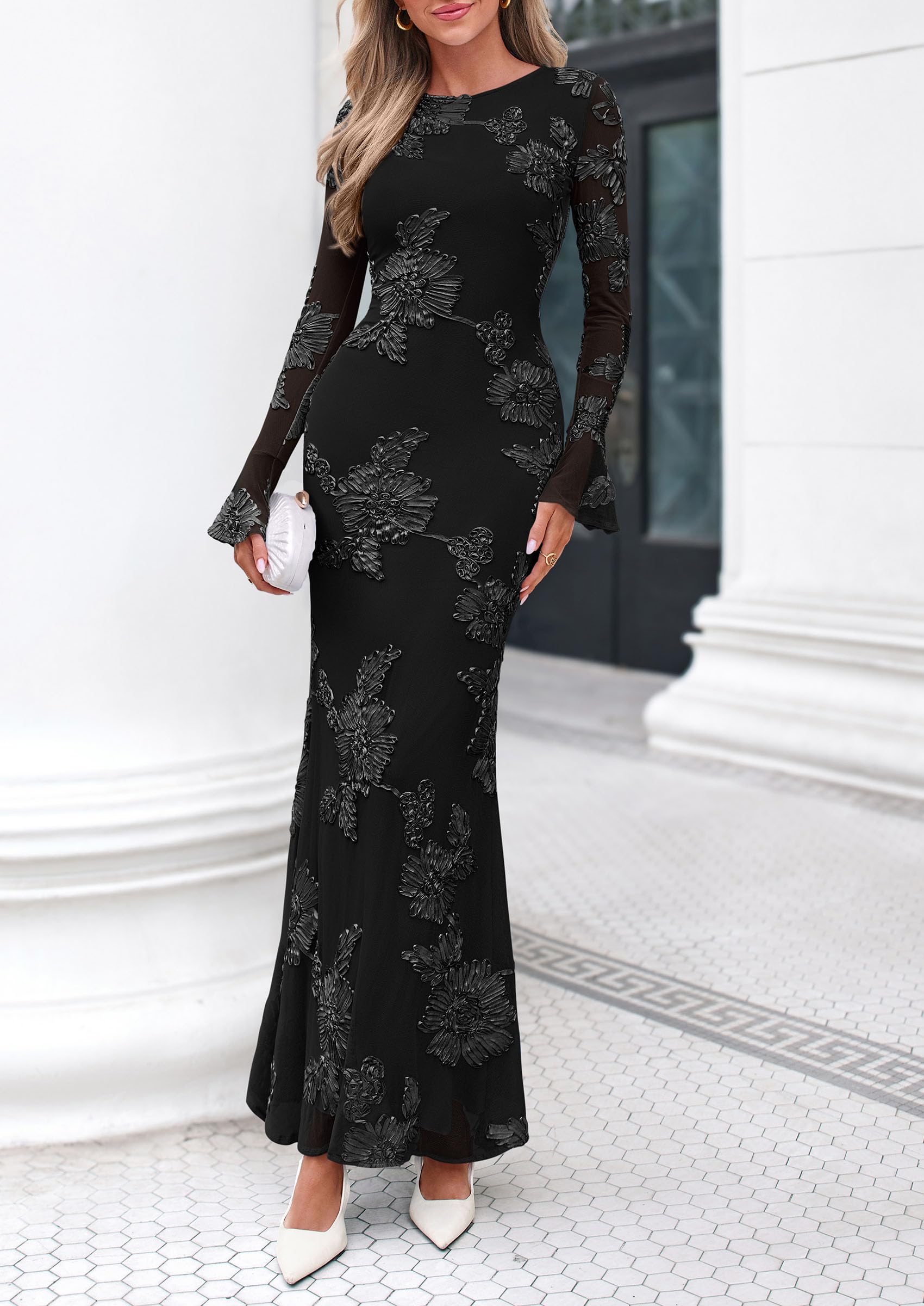 Women's Formal Floral Maxi Bodycon Wedding Guest Dresses 2026