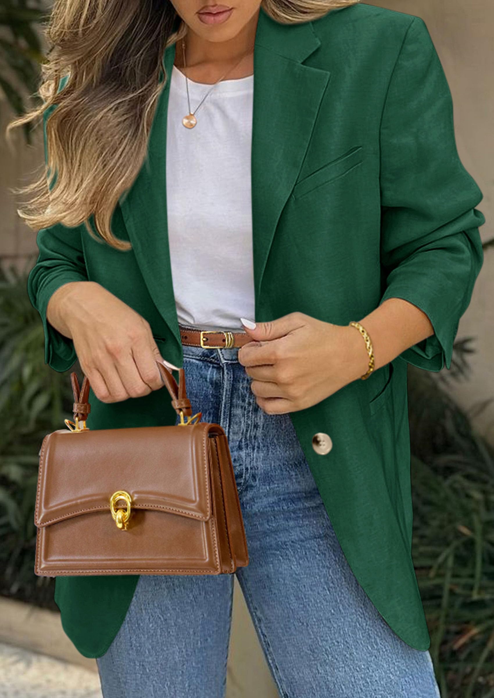 2026 Blazers for Women Business Casual,Dark Green,XS