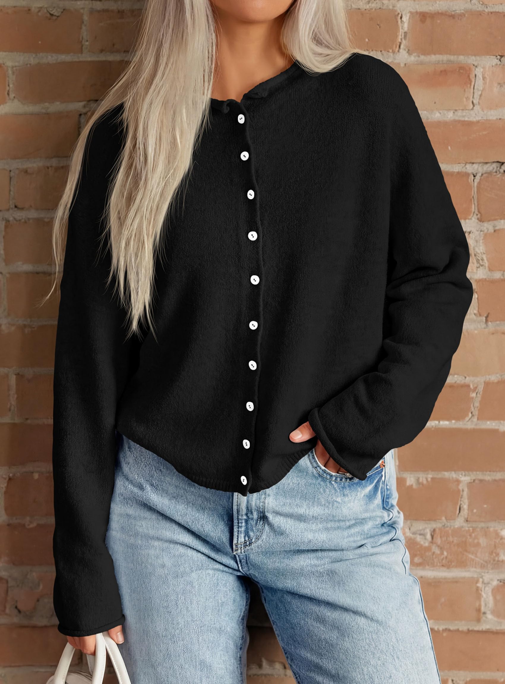 Button Up Cardigan for Women Knit Oversized Fall Sweaters