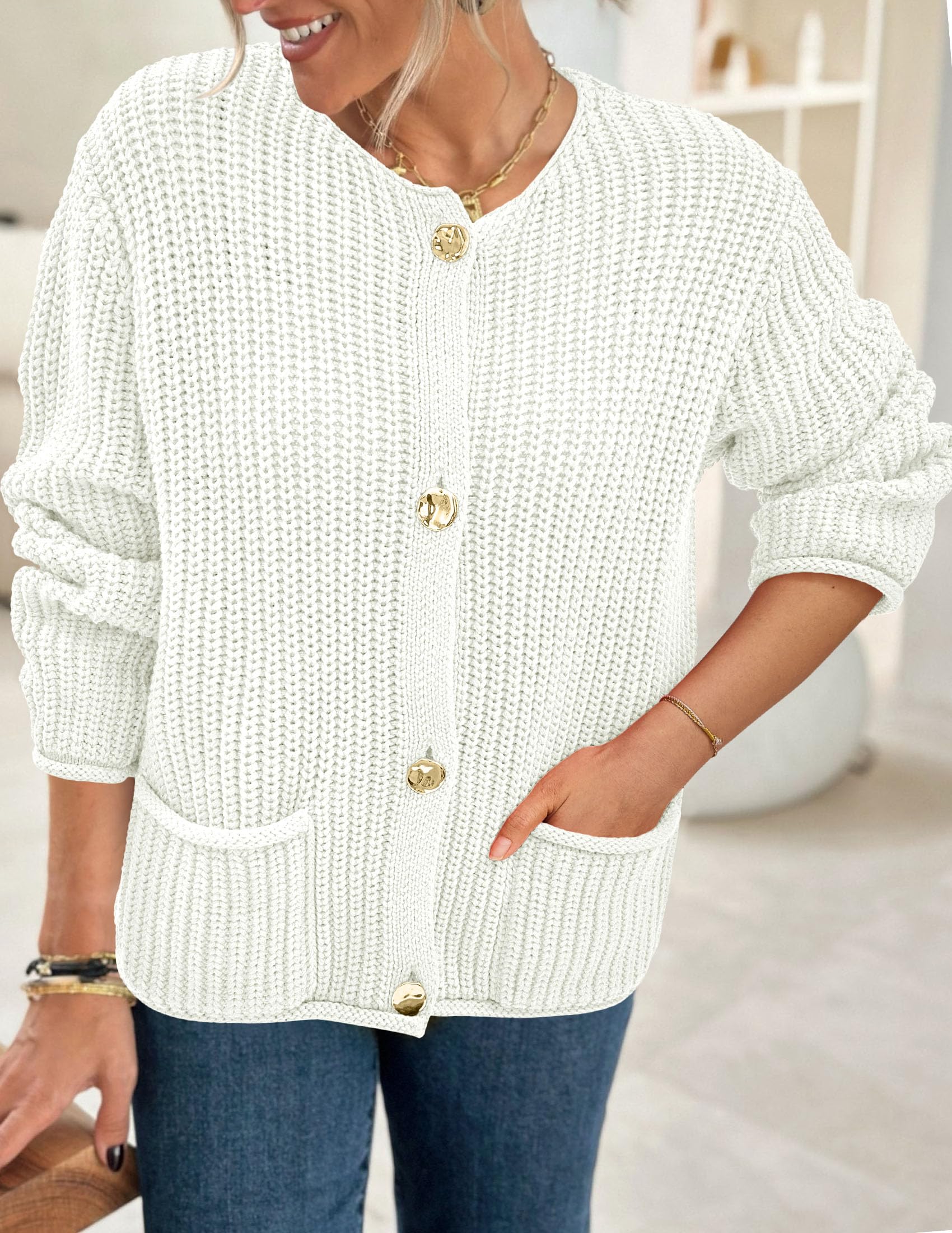Women Oversized Cardigan Sweaters 2026 Fall Outfits,White