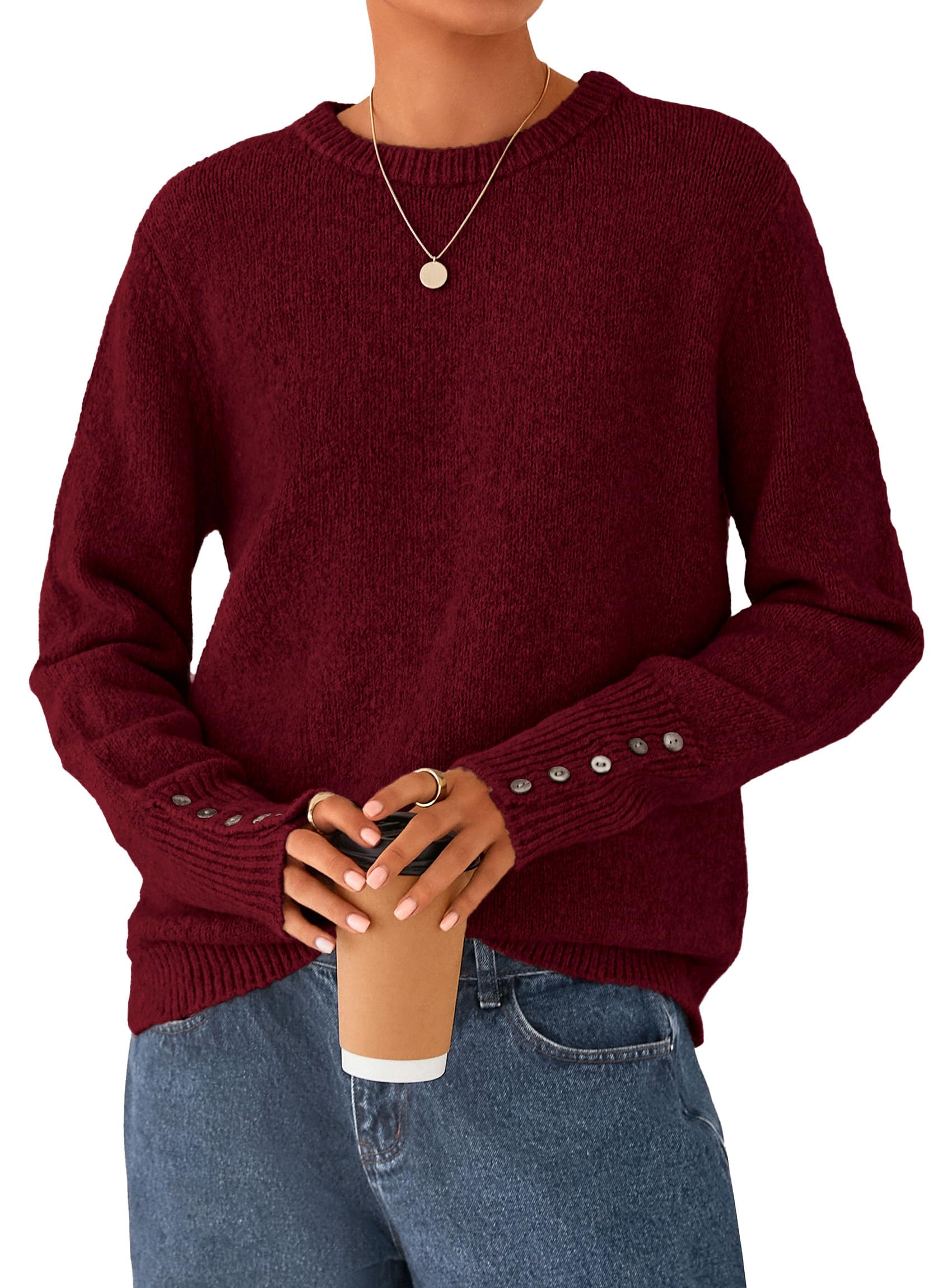Fall Sweaters for Women Cozy Casual Pullover Ribbed Knit Tops
