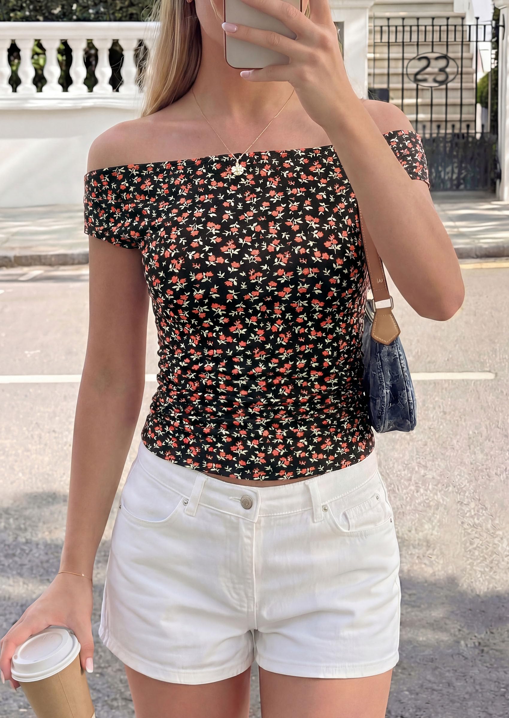 Women's Summer Off The Shoulder Tops Cute Ruched Shirts