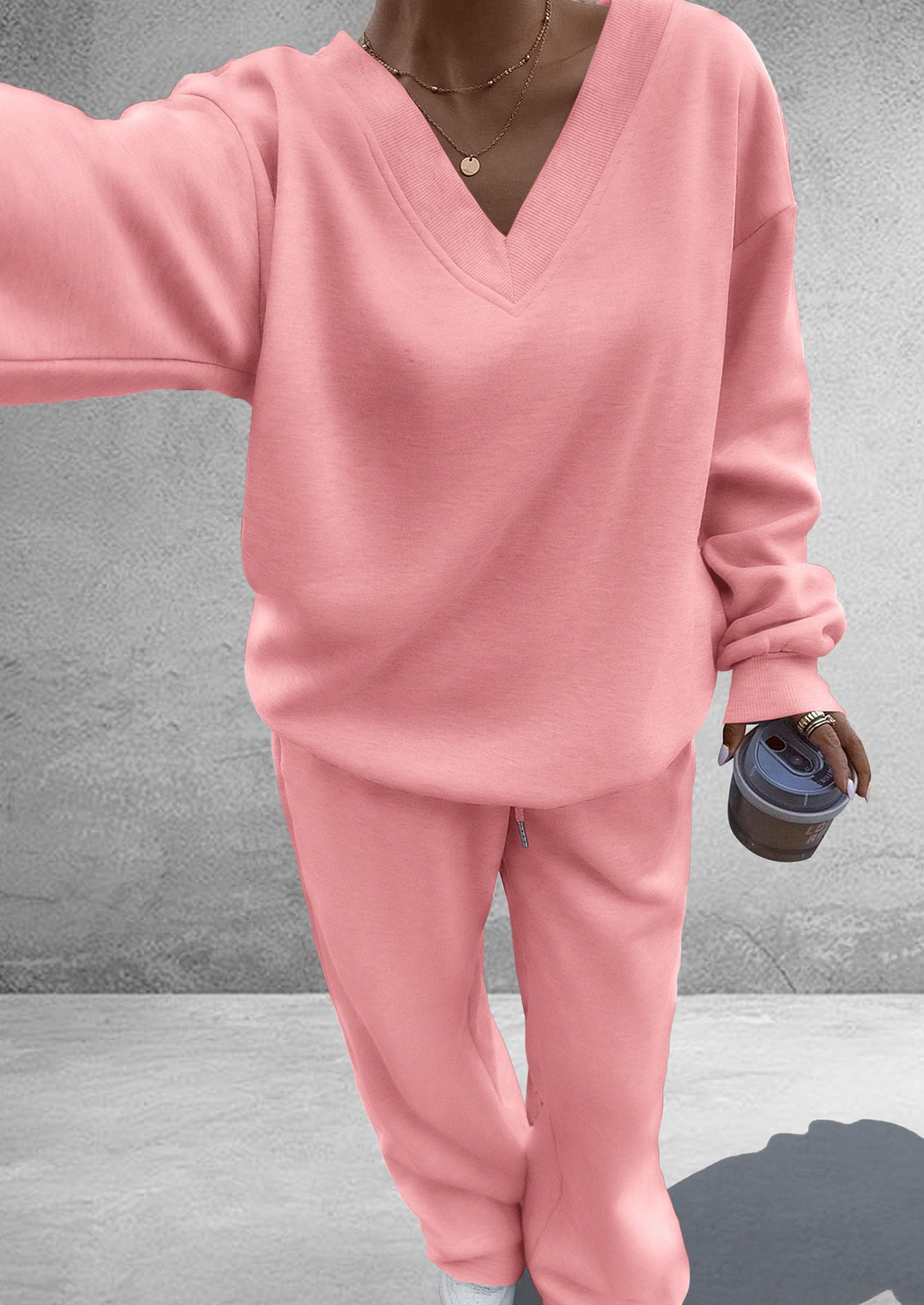 Womens 2 Piece Outfits Fall Sweatsuits,Pink,S