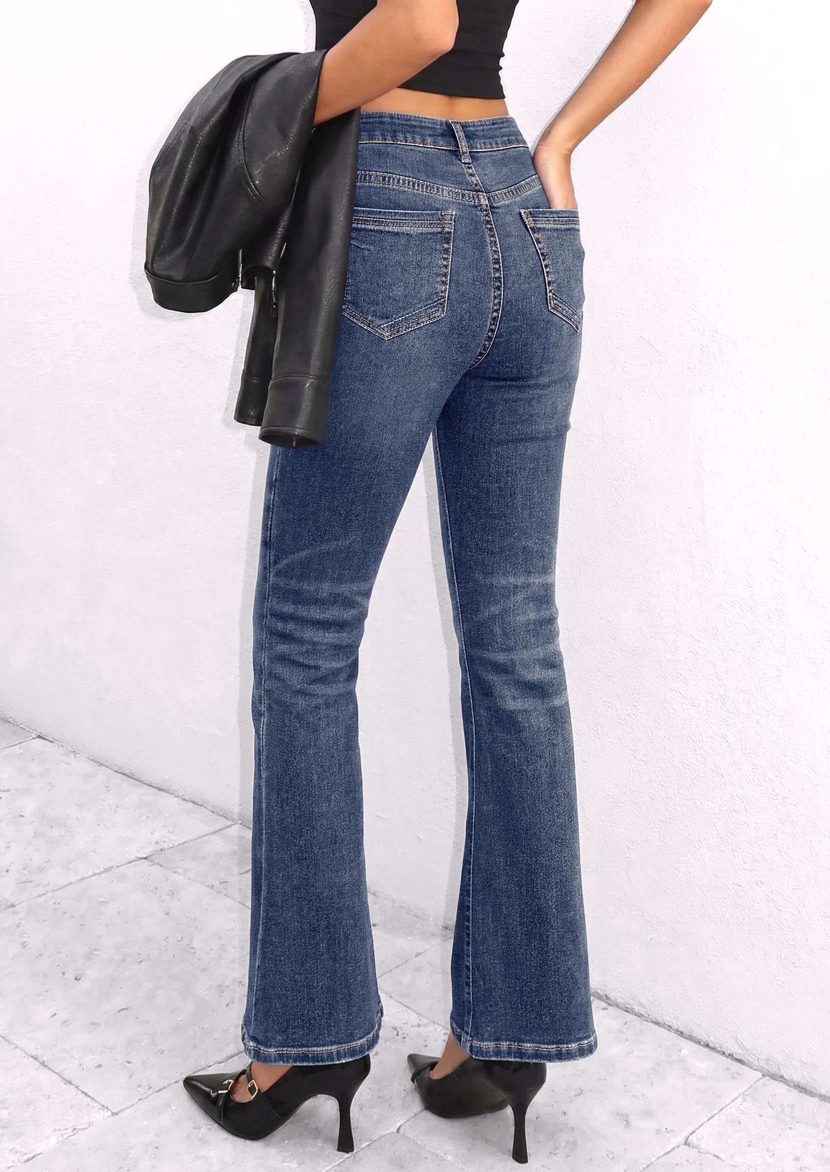 Women's Bootcut Denim Jeans Flare High Waisted Wide Leg Pants