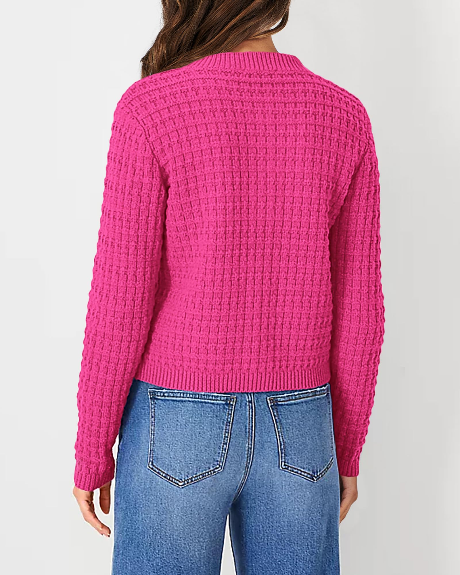 Women's Fall Lightweight Cardigan Sweaters Rose Red