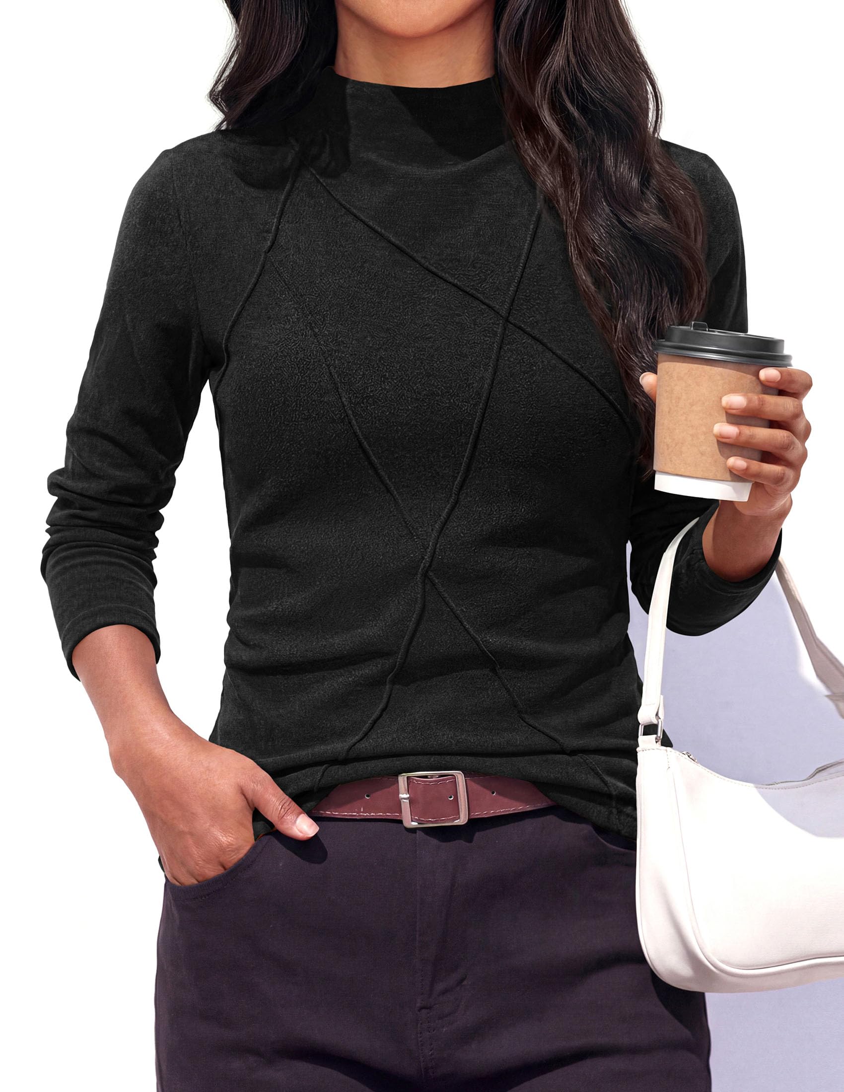 Women's Mock Neck Long Sleeve Shirts Underscrub Fall Tops