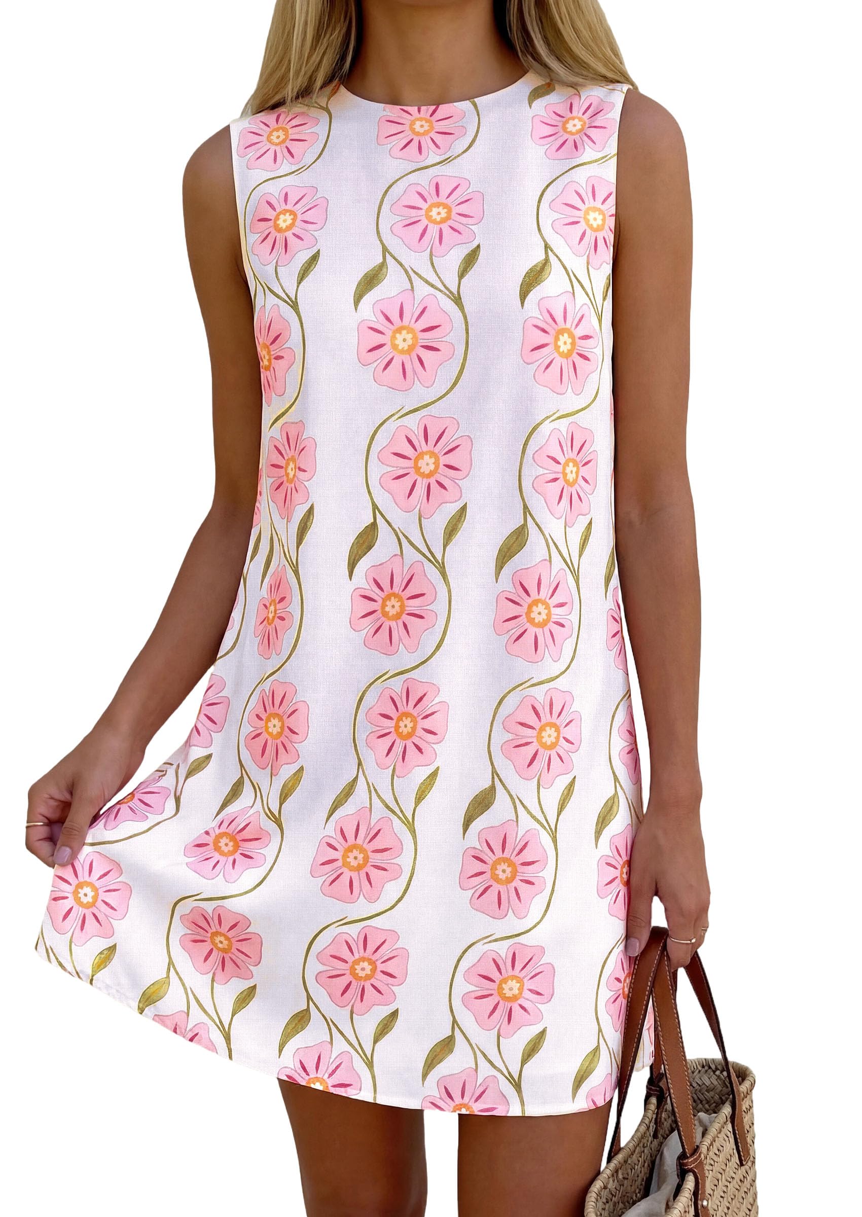 Women's Summer Floral Sundresses Sleeveless Mini Dress