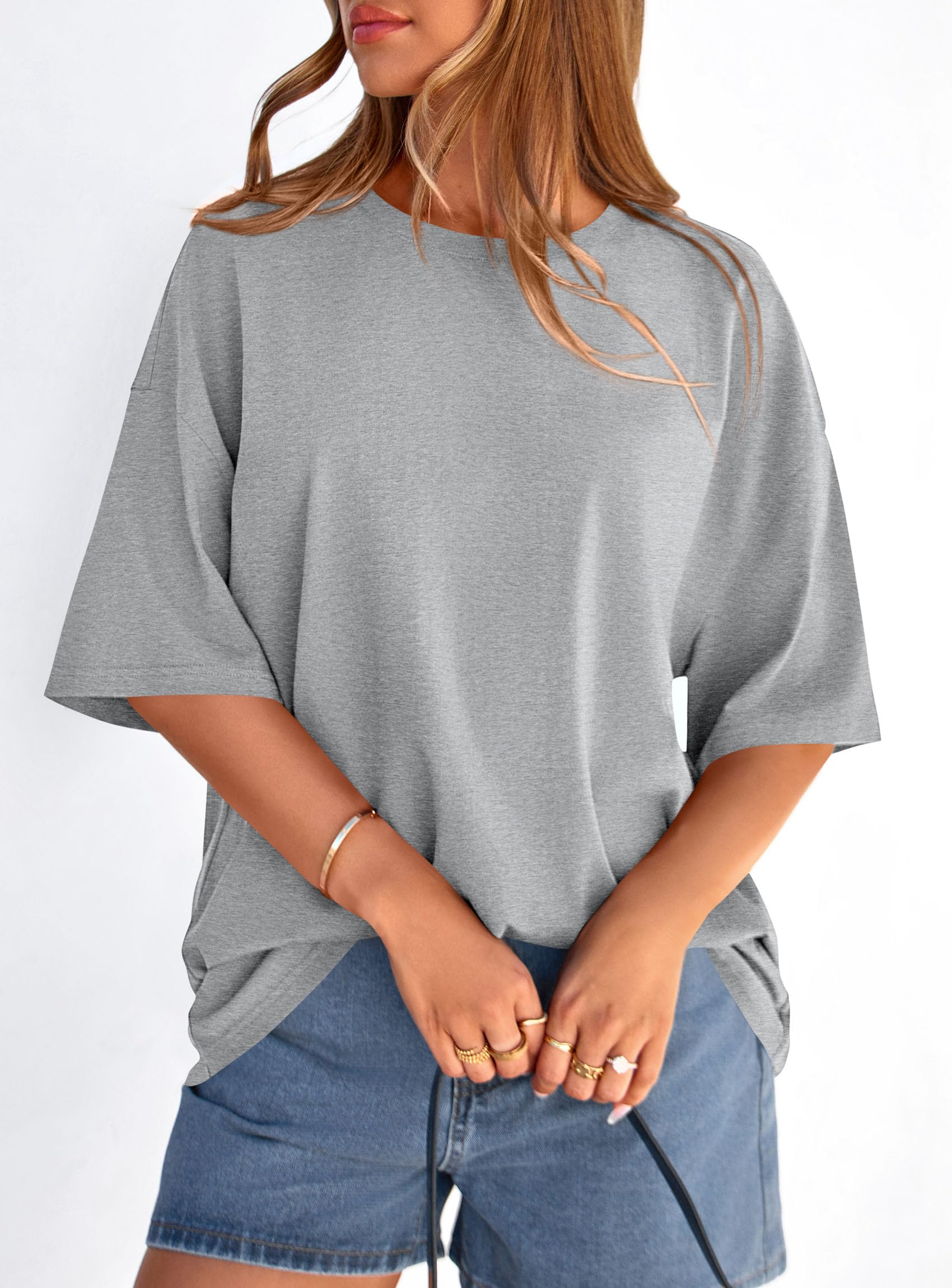 Women's Oversized Tshirts Going Out Tops (Grey,S)