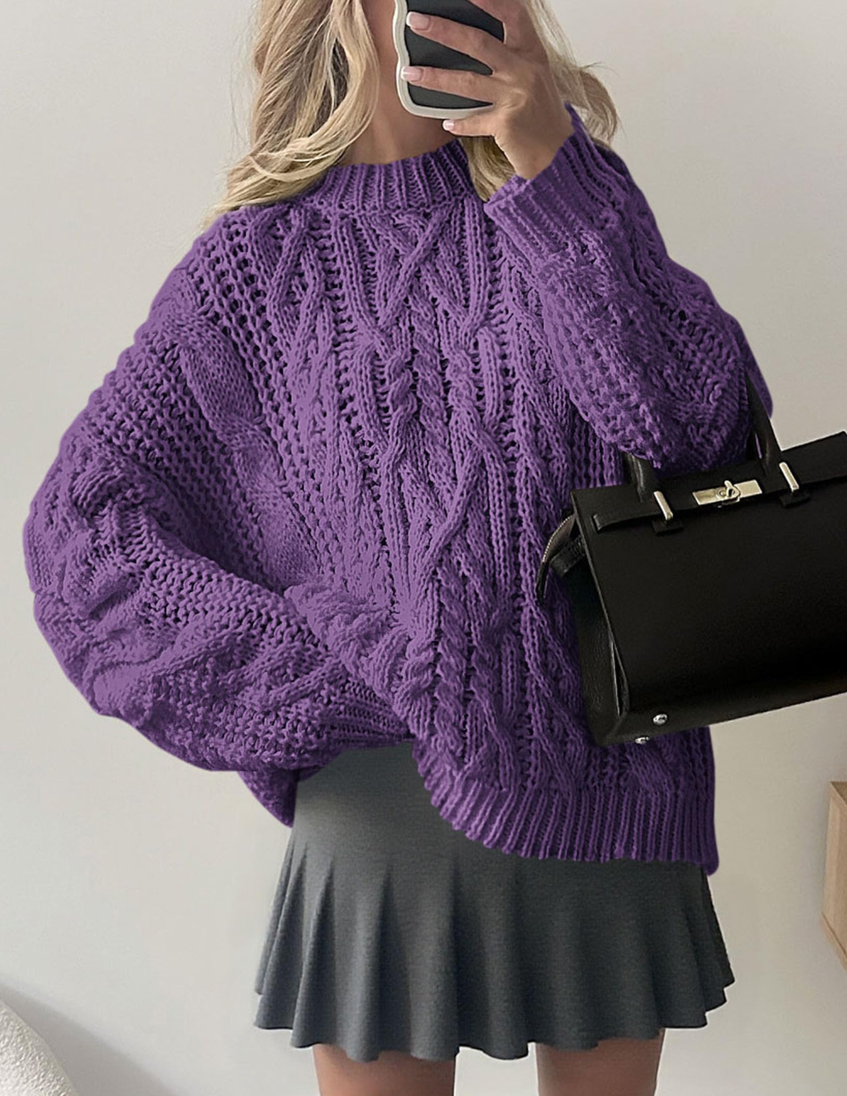 Womens Oversized Fall Sweaters Chunky Cable Knit Pullover Tops