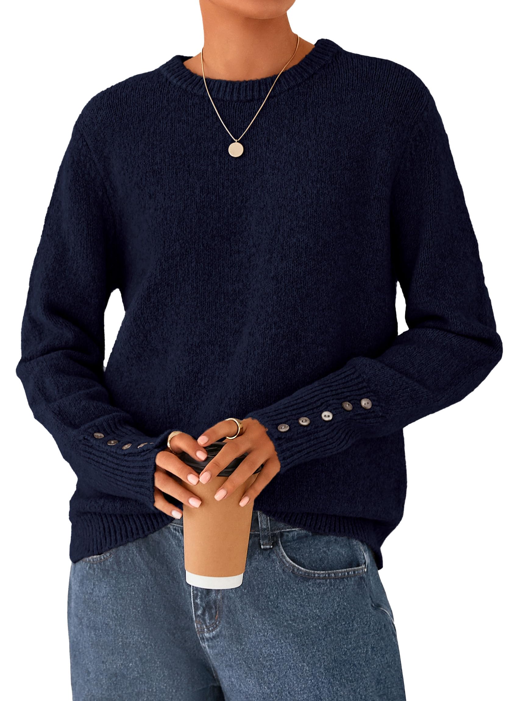 Fall Sweaters for Women Cozy Casual Pullover Ribbed Knit Tops