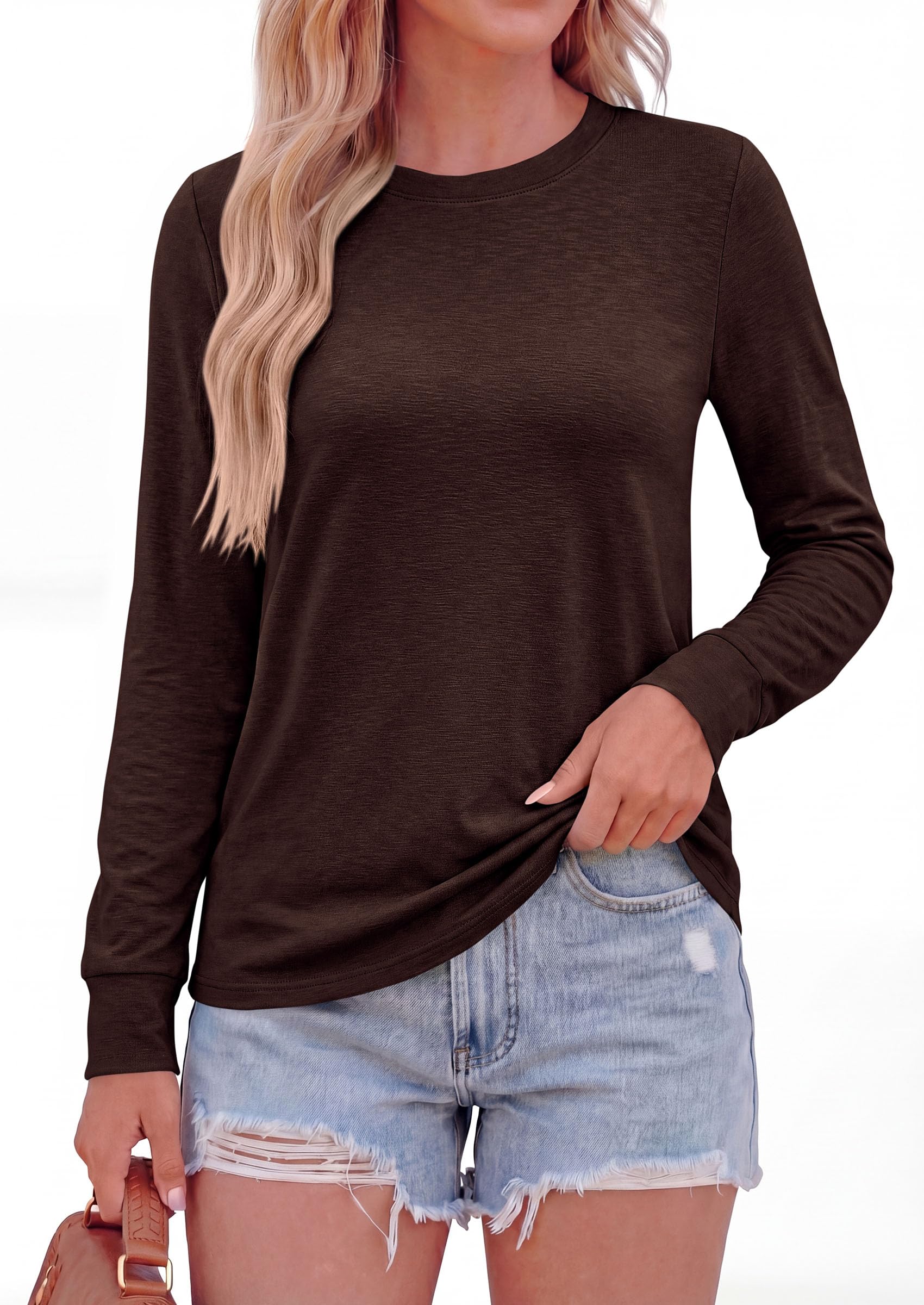 Long Sleeve Tshirts Shirts for Women Basic Casual Fall Tops
