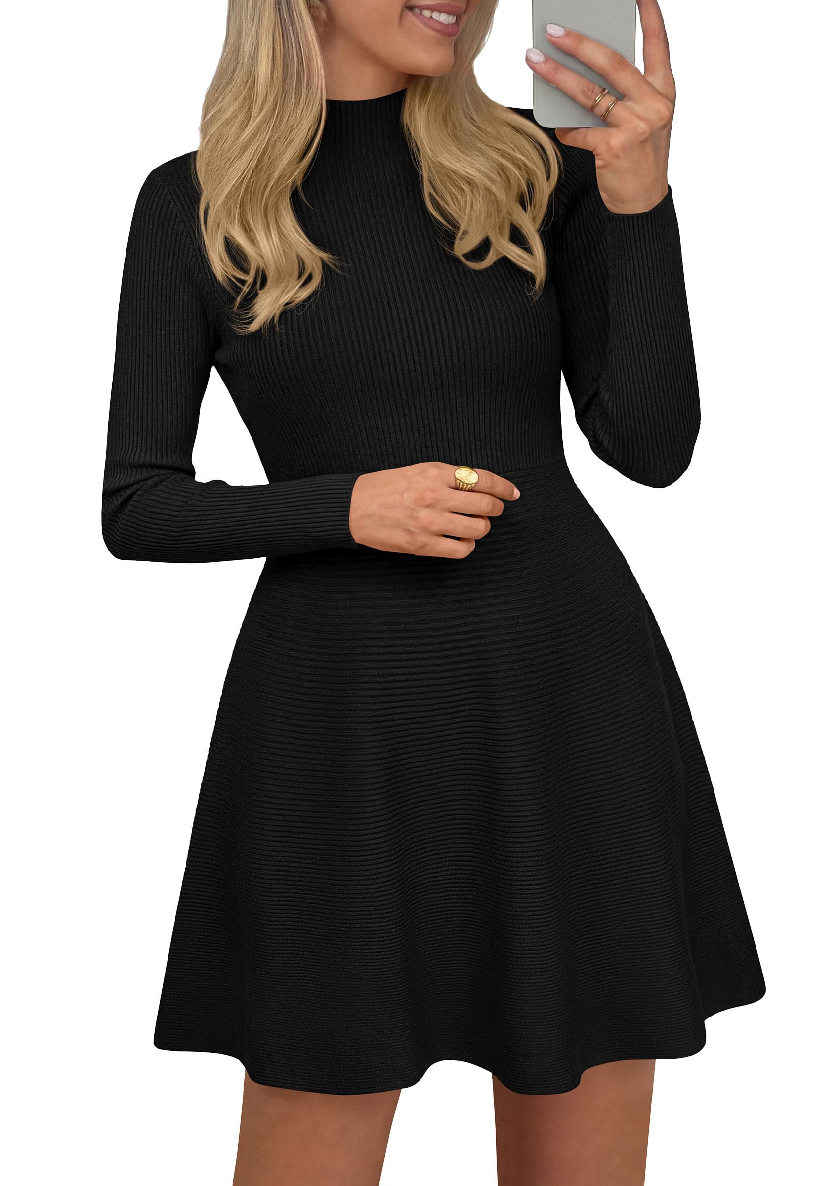 Women's Knit A Line Short Sweater Dress for Fall Wedding Guest