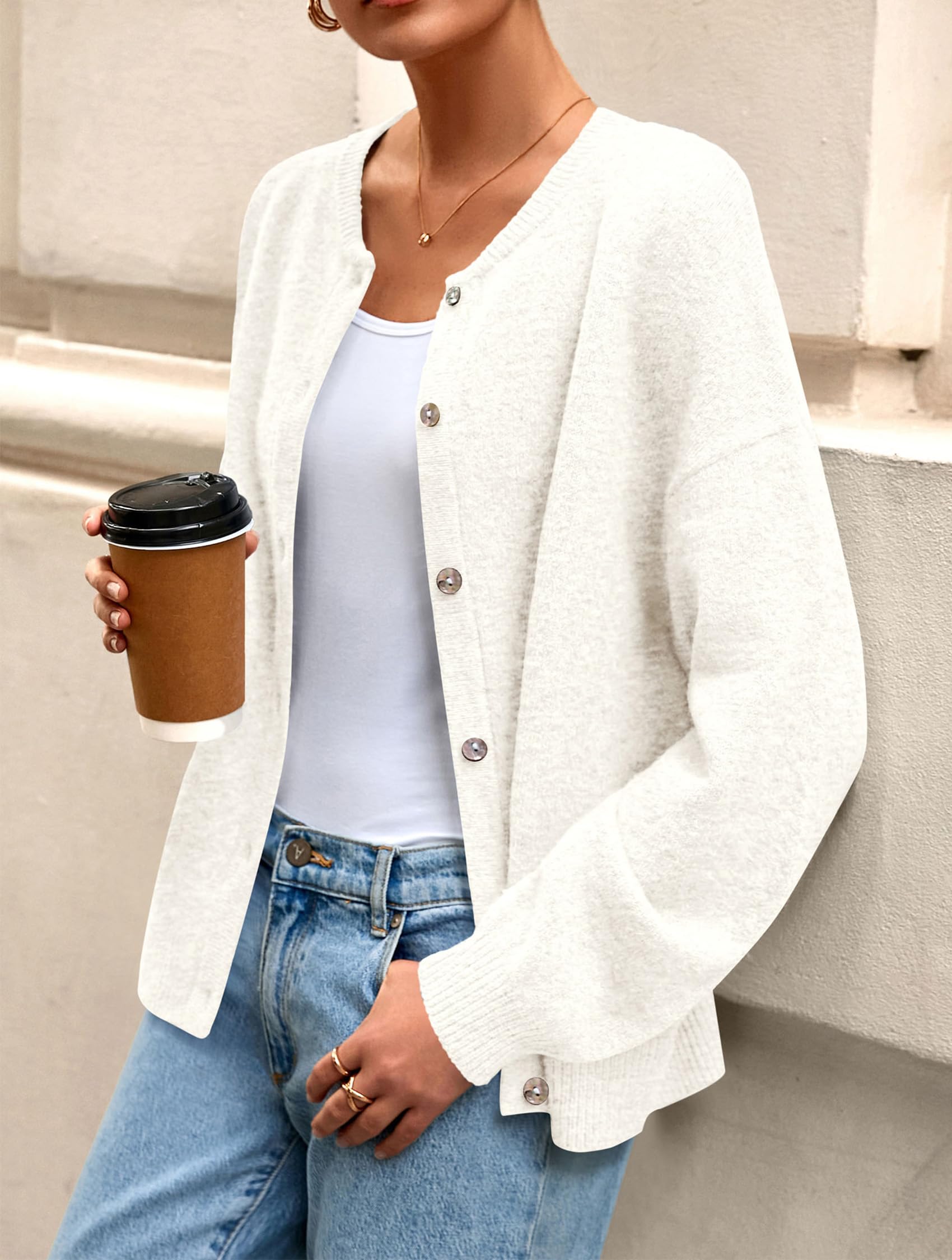 Womens Long Sleeve Cardigan Sweaters Button Down Knit Tops