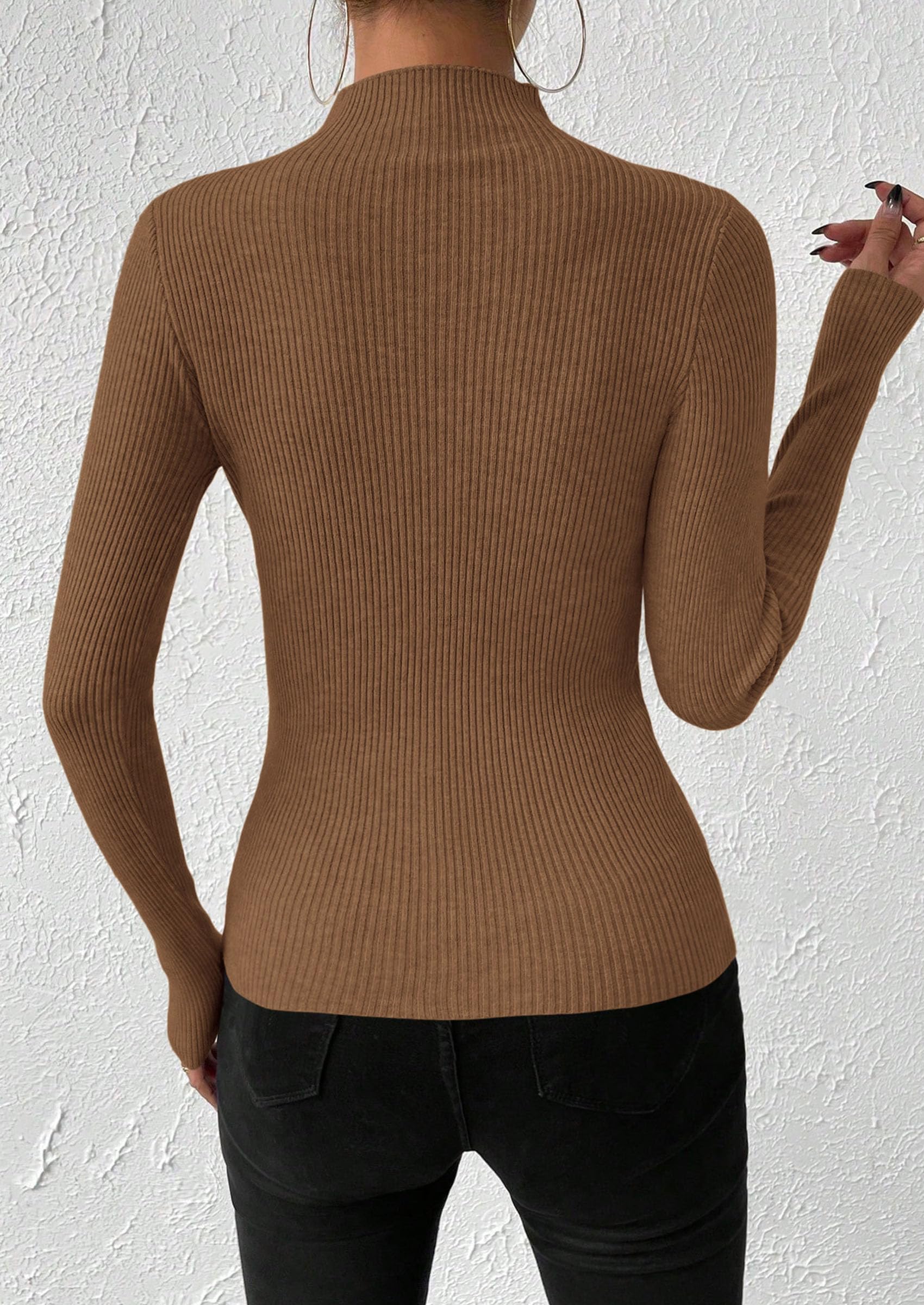 Women's Mock Turtleneck Lightweight Sweaters Fall Knit Tshirts