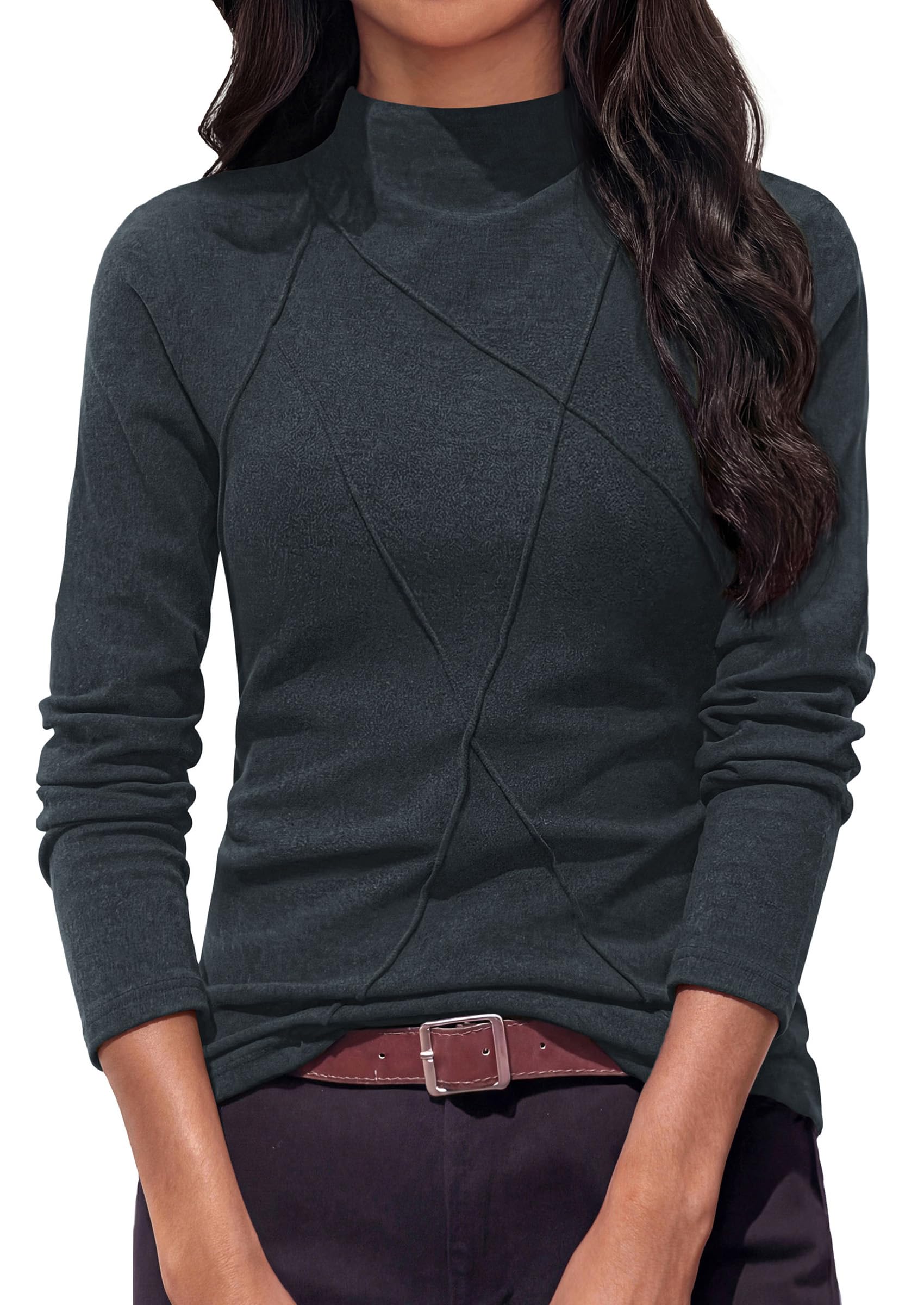 Women's Mock Neck Long Sleeve Shirts Underscrub Fall Tops