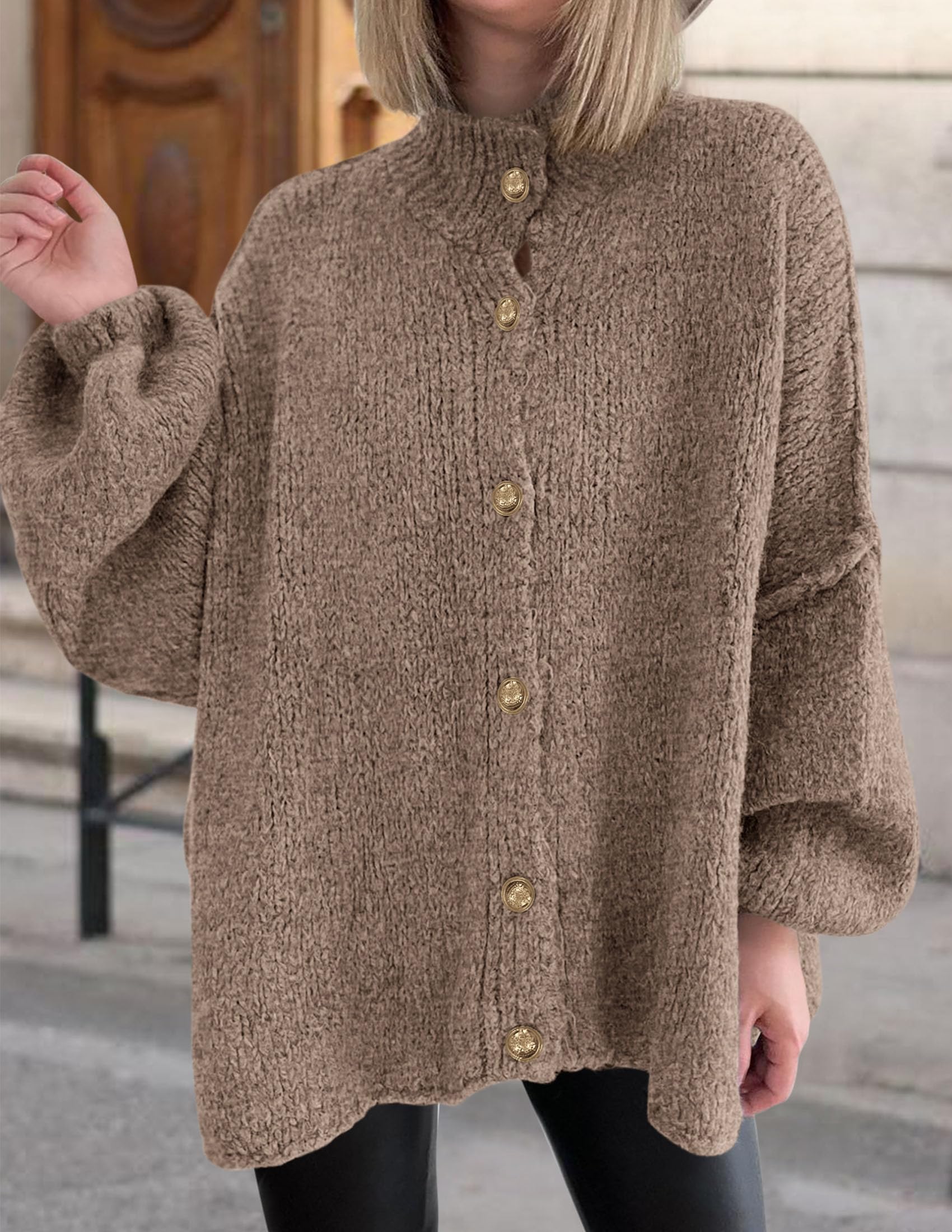 Women's Oversized Chunky Cardigan Sweaters(Camel,Small)