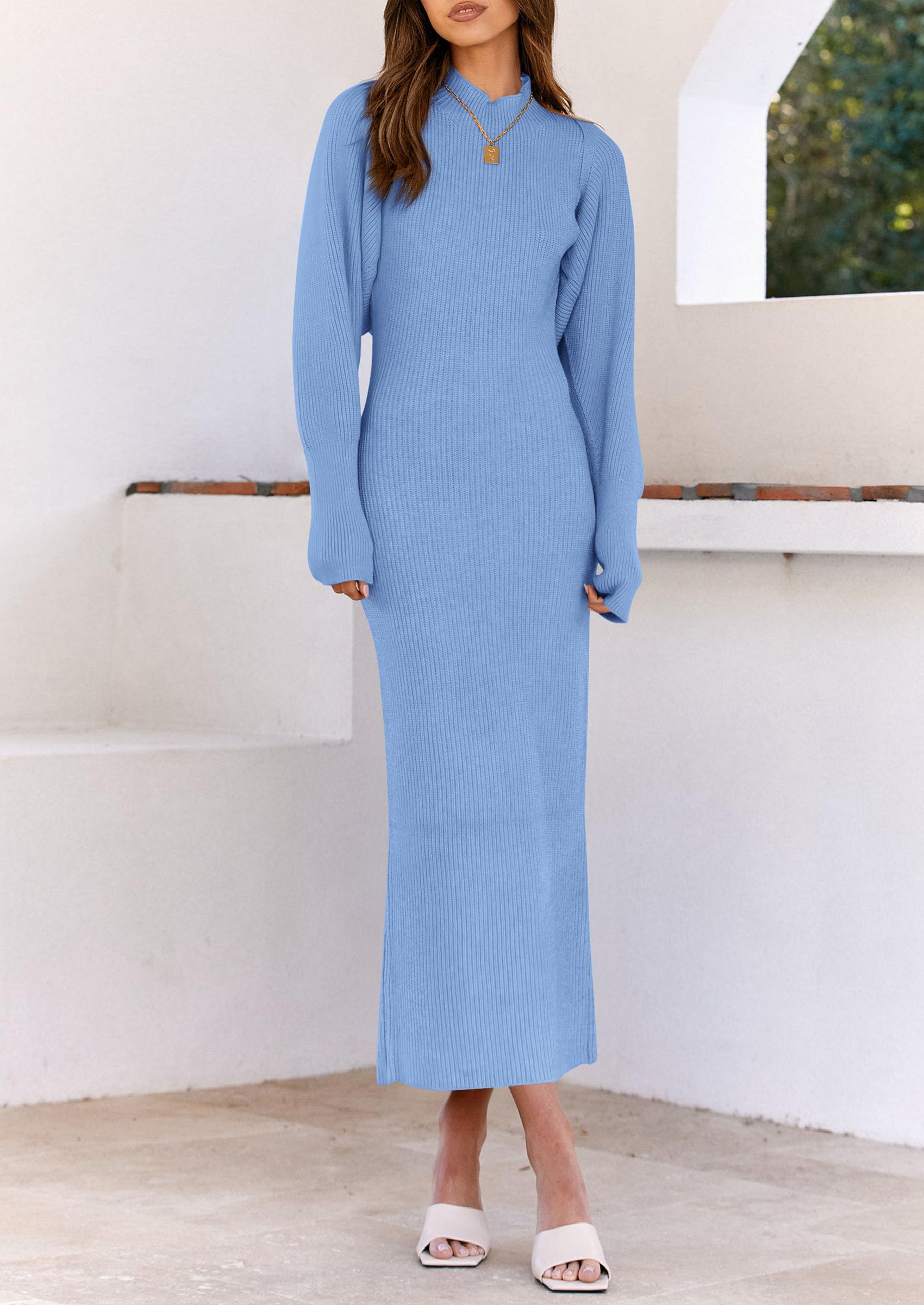 Womens 2 Piece Ribbed Knit Sweater Dress Set Date Night Outfit