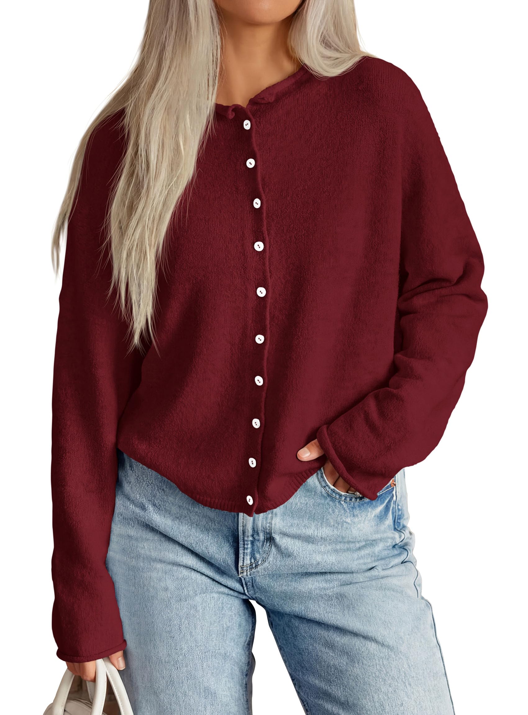 Button Up Cardigan for Women Knit Oversized Fall Sweaters