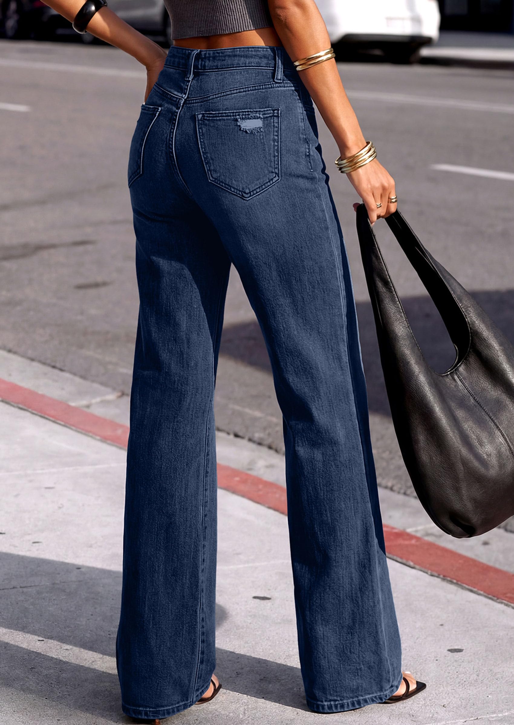 Women's Jeans Stretchy High Waisted Denim Pants,Bright Blue,4