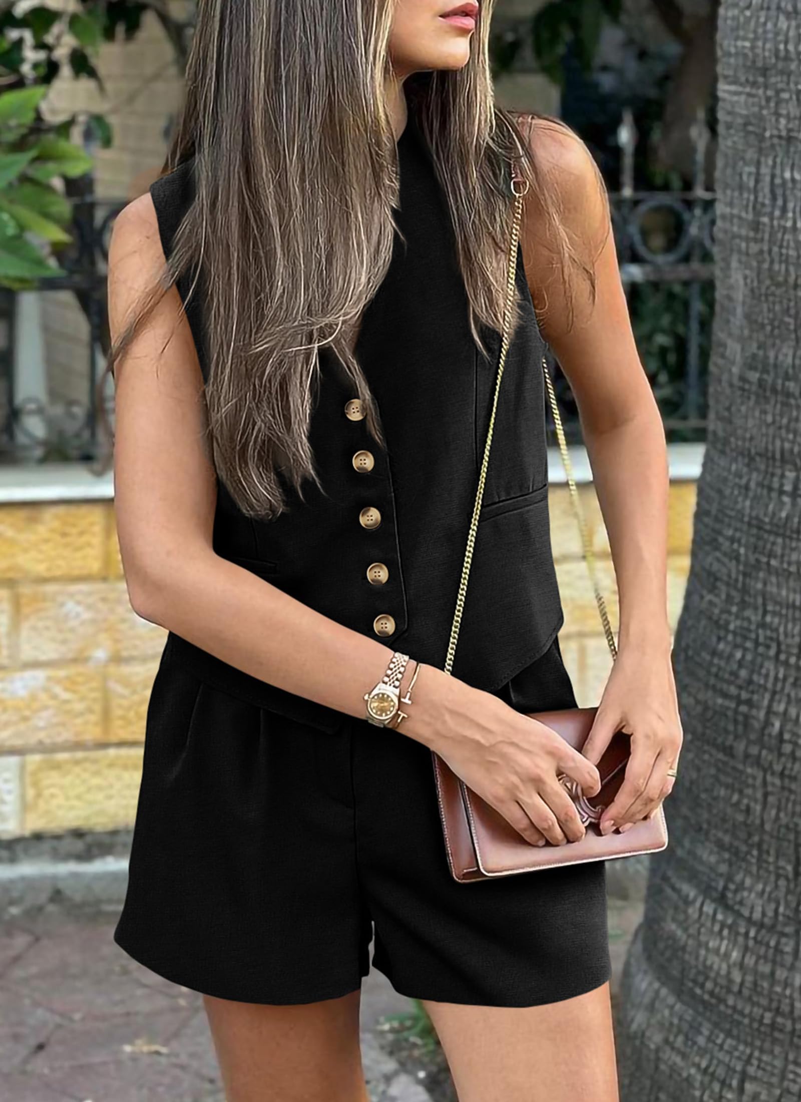 Women's Summer Two Piece Outfits Sets (Black,X-Small)