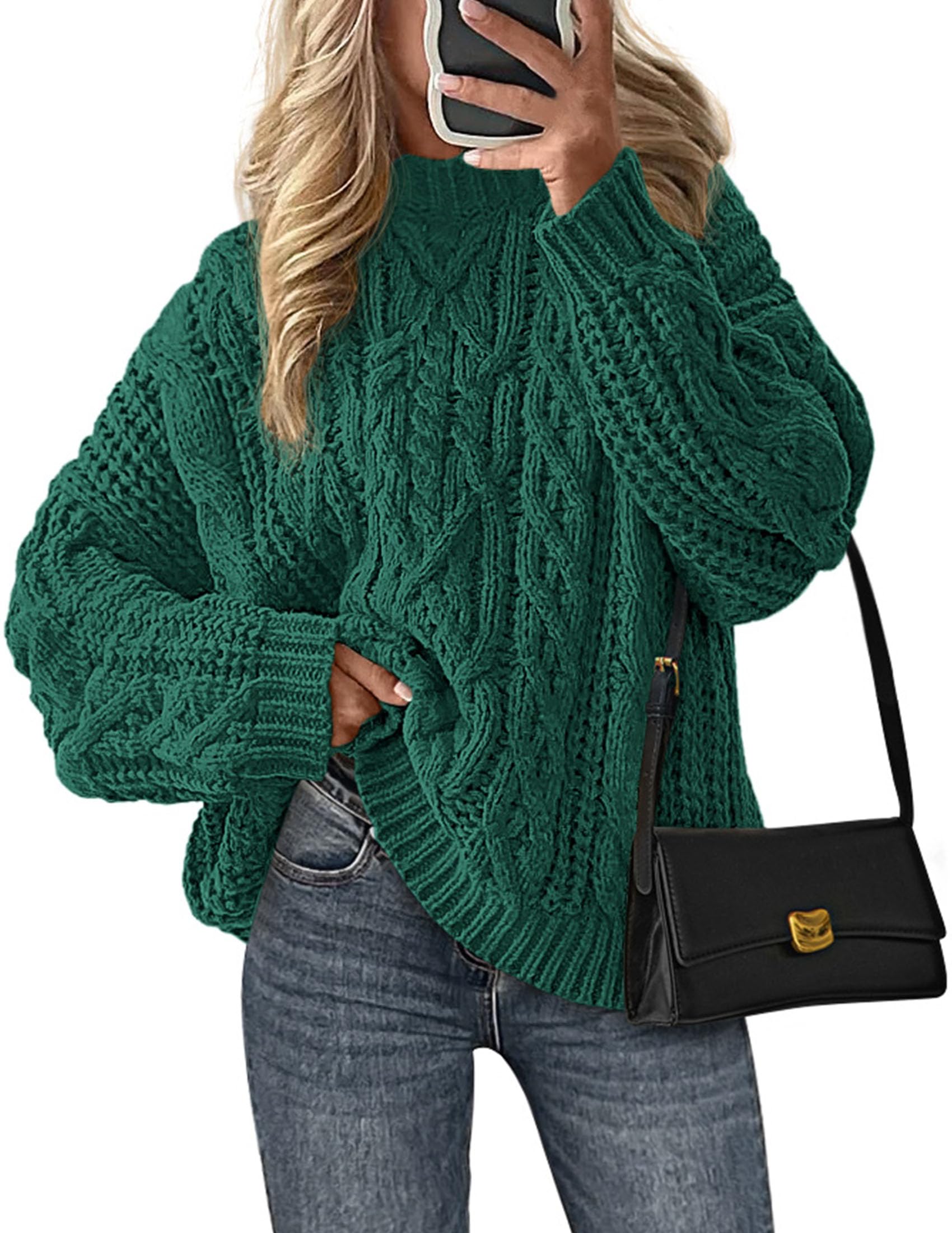 Womens Oversized Fall Sweaters Chunky Cable Knit Pullover Tops