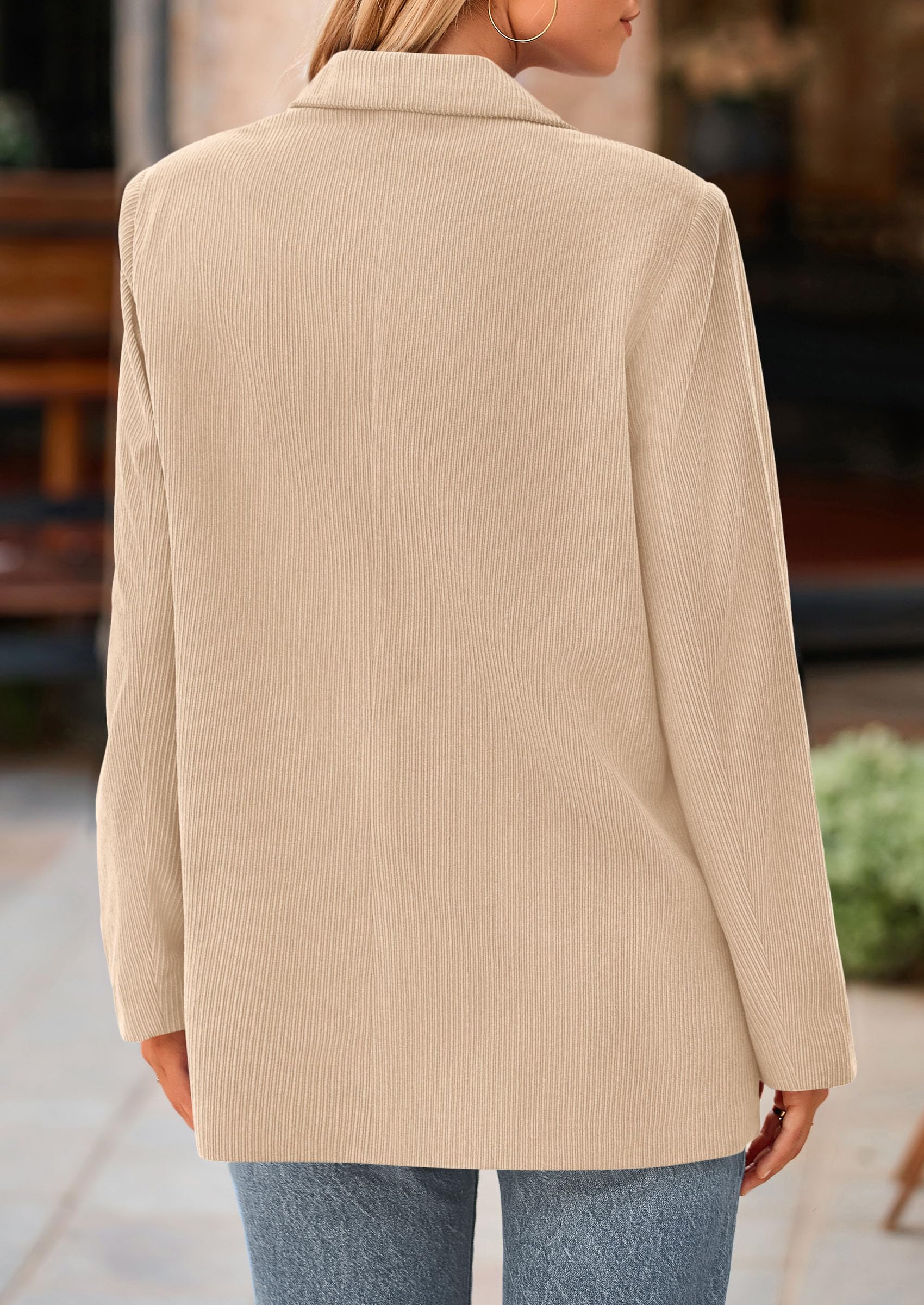 Women's Winter Corduroy Blazers Jackets (Light Khaki,S)