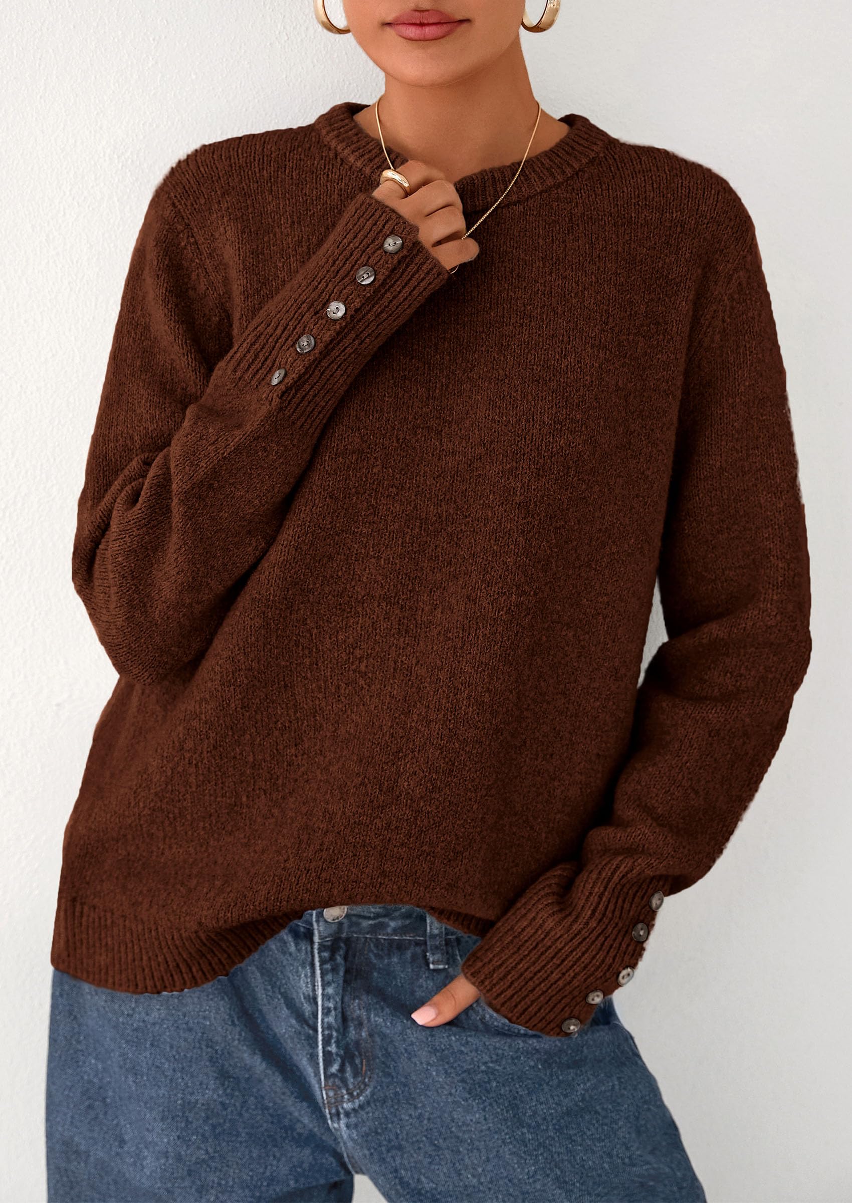 Fall Sweaters for Women Cozy Casual Pullover Ribbed Knit Tops