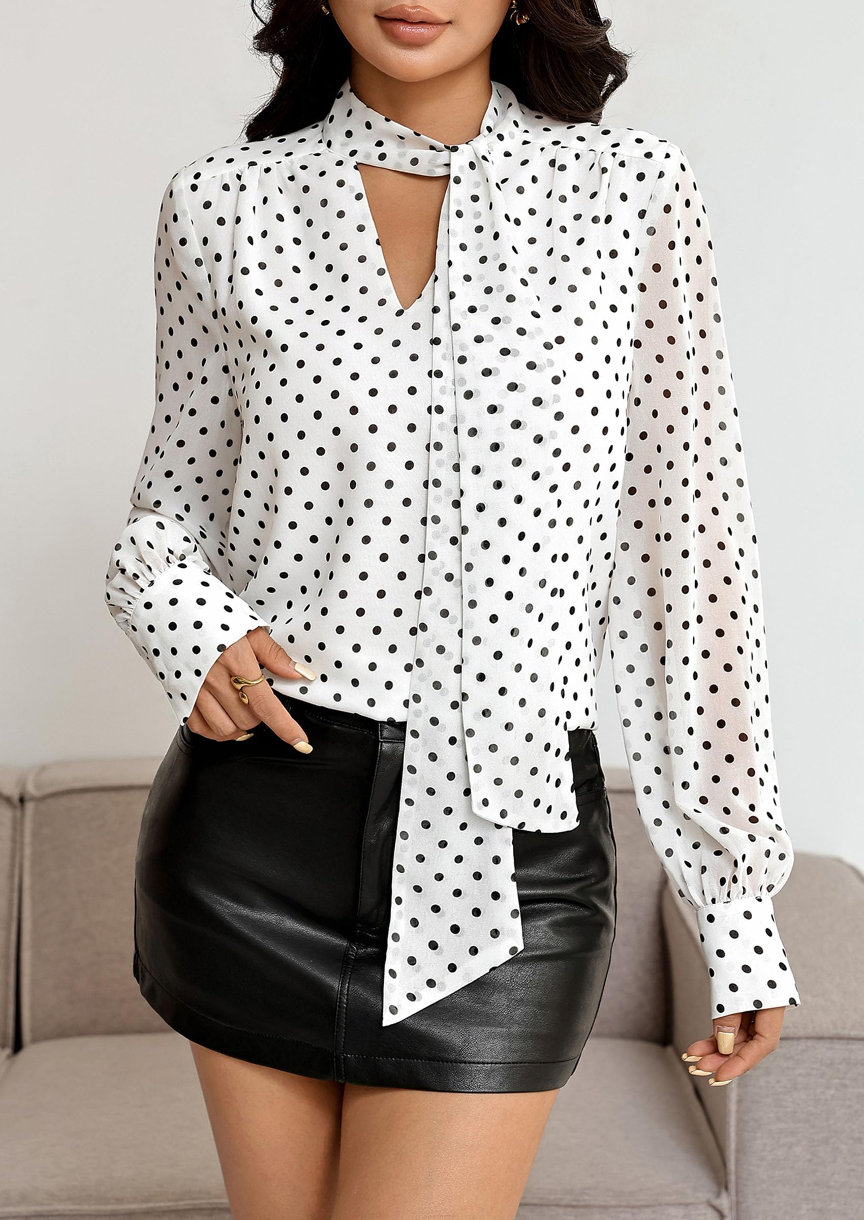 Women's Chiffon Boho Blouses Dressy Business Casual Work Tops