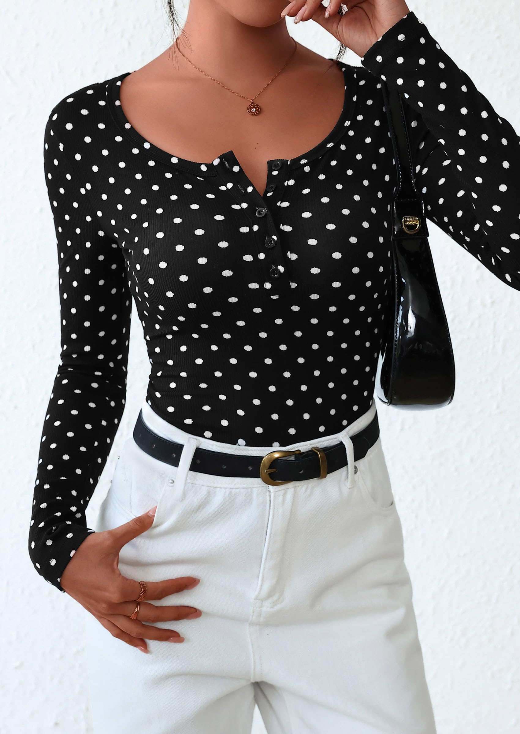 Women's Fall Long Sleeve Henley T Shirts