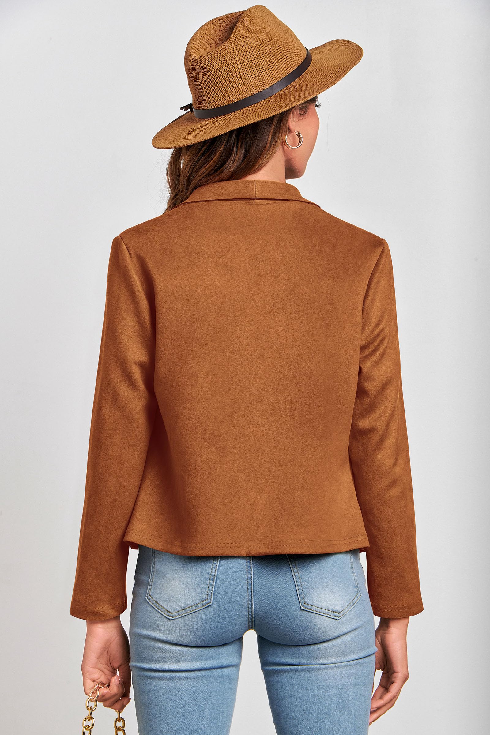 Women's Fall Fashion Faux Suede Jackets(Brown,Medium)